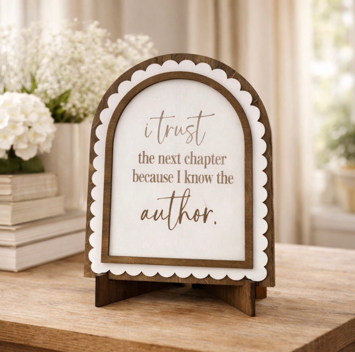 Trust the Next Chapter | Handmade Arched Art with Easel