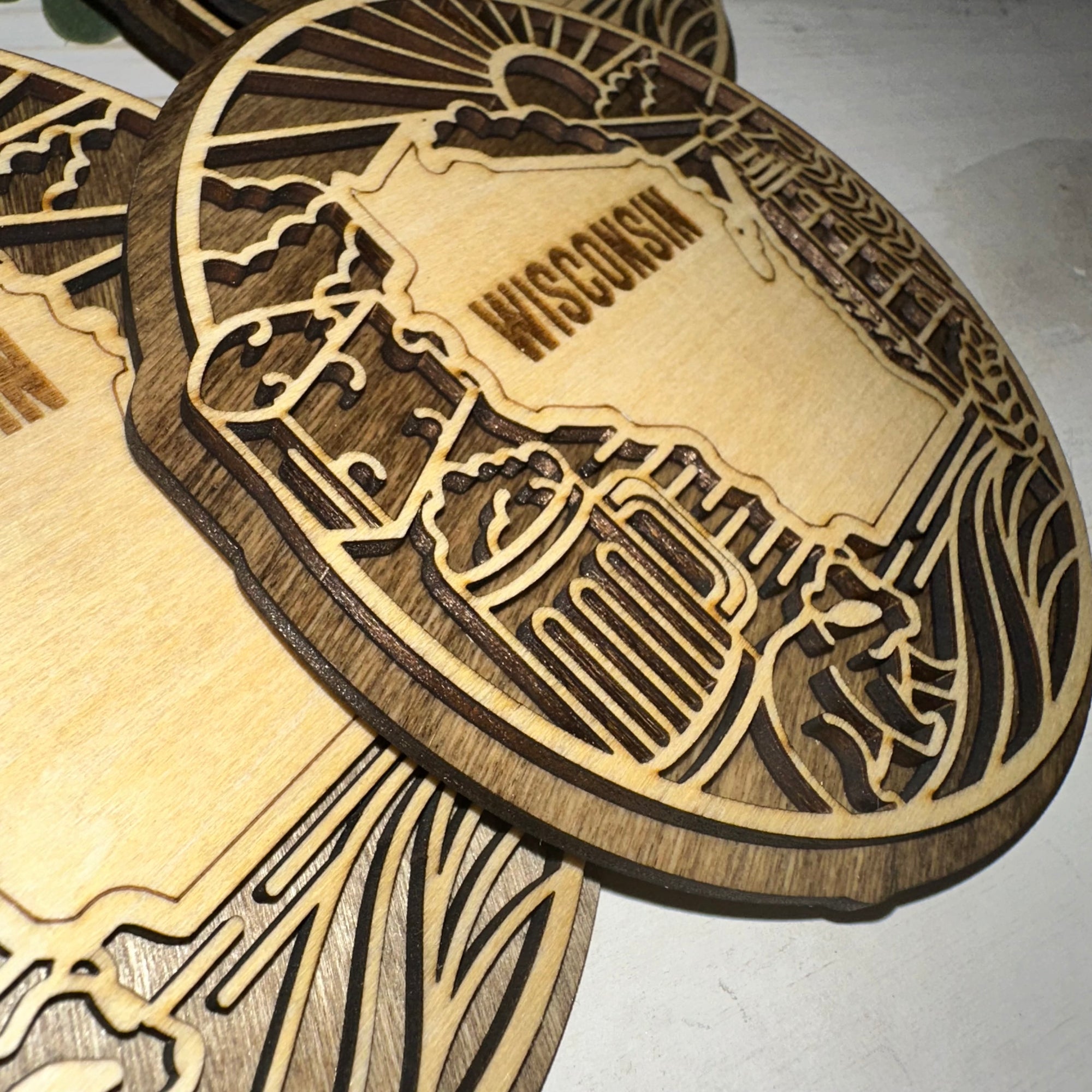 Wisconsin Laser Etched Ornament | Wood