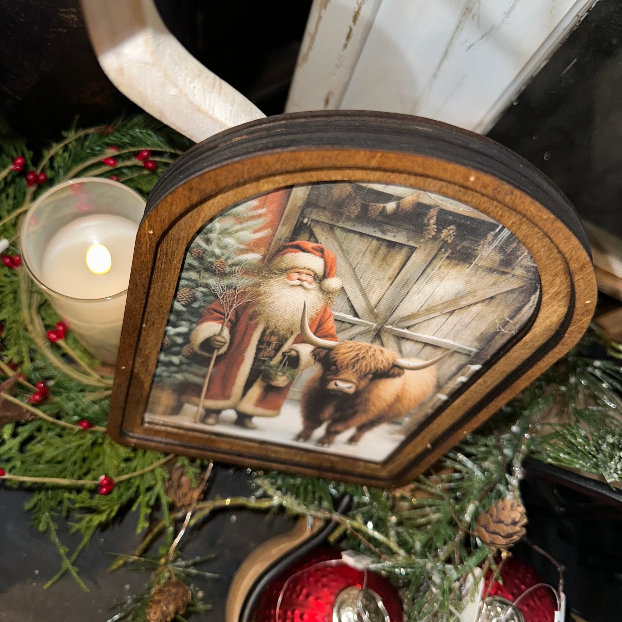 Santa with Highland Cow | Arched Art