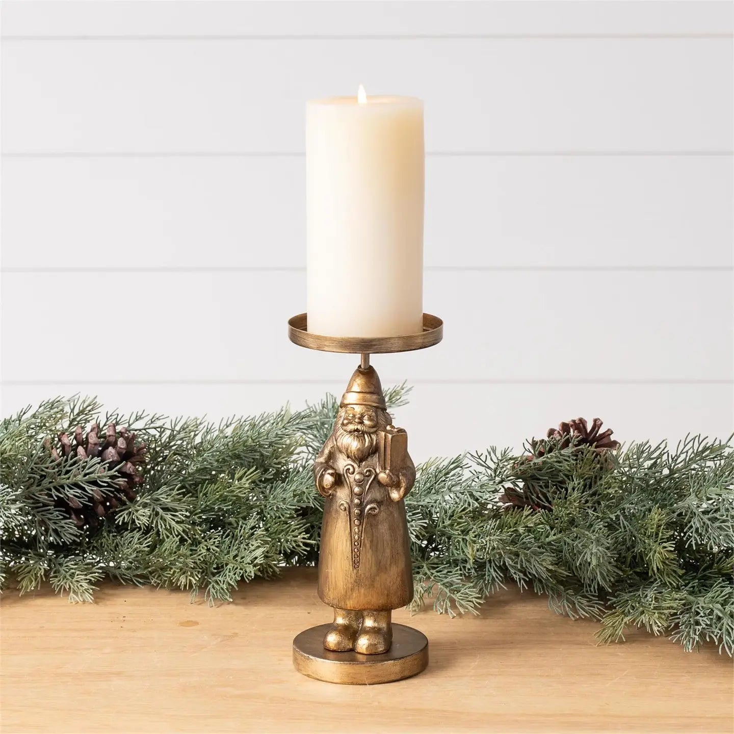 Santa Candle Holder | Gold Finish
