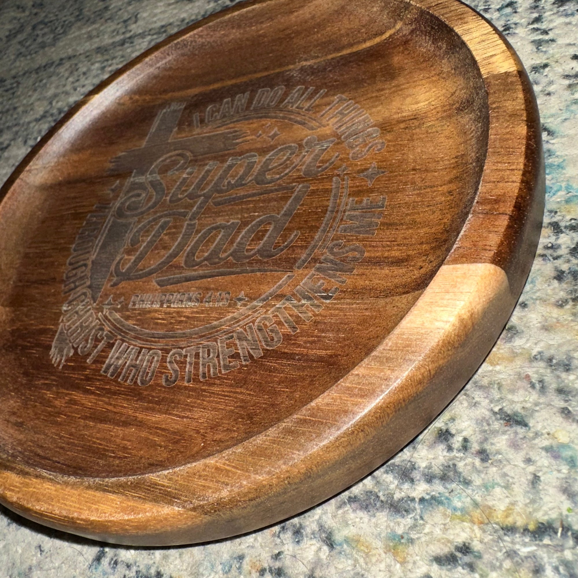 Super Dad | Philippians 4:13 | Engraved Wood Tray