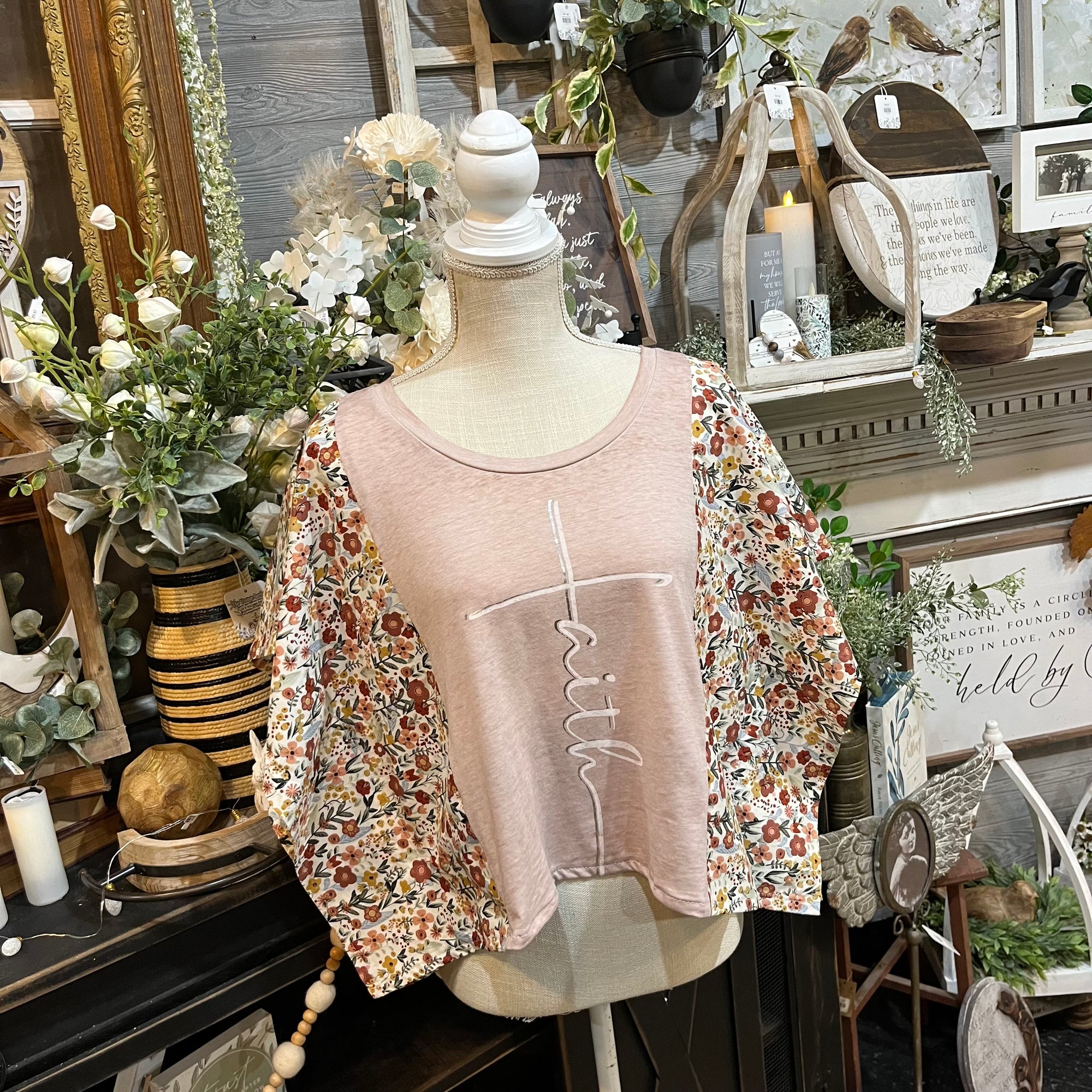 Handmade Flutter Sleeves Top | Reclaimed Faith Graphic Tee