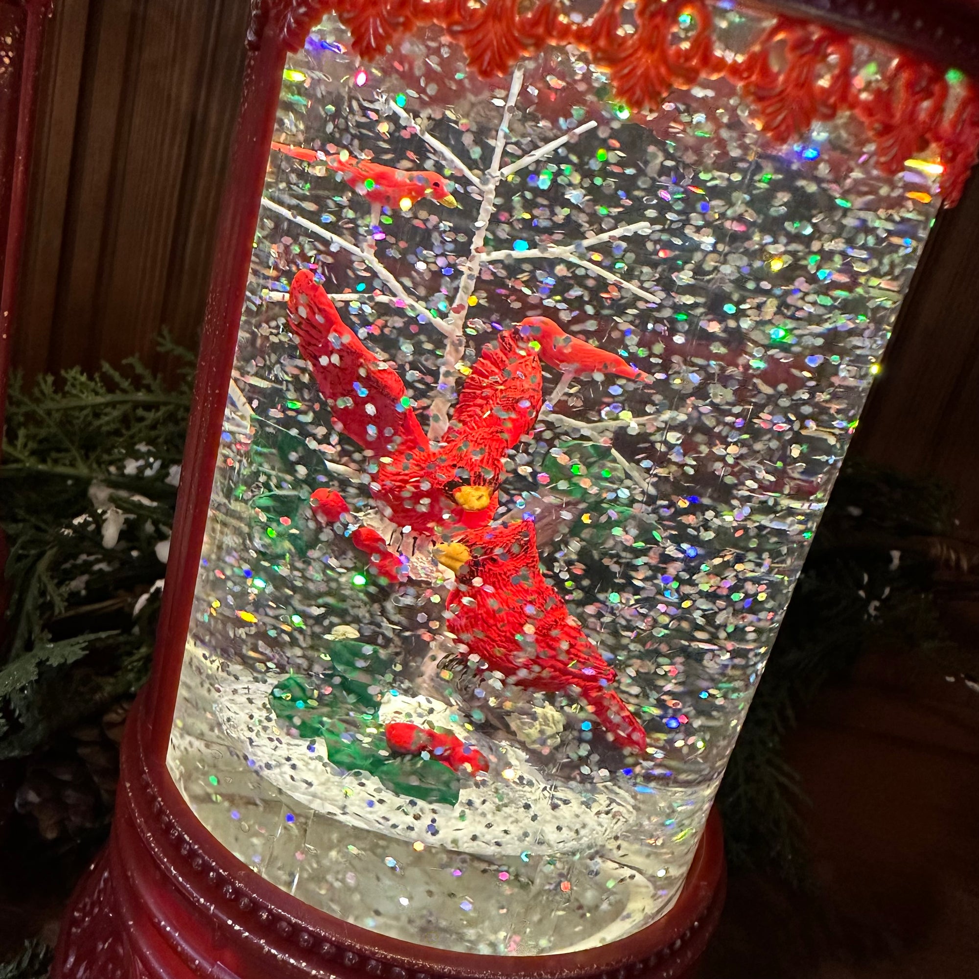 Cardinal Spinning Snow Globe | Battery Operated