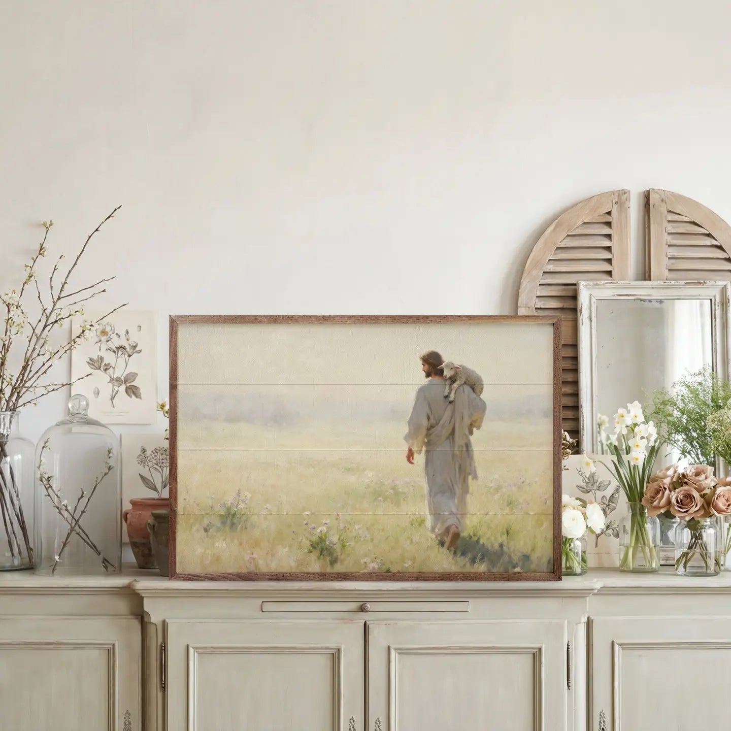 Jesus with Lamb in Spring | Wall Art