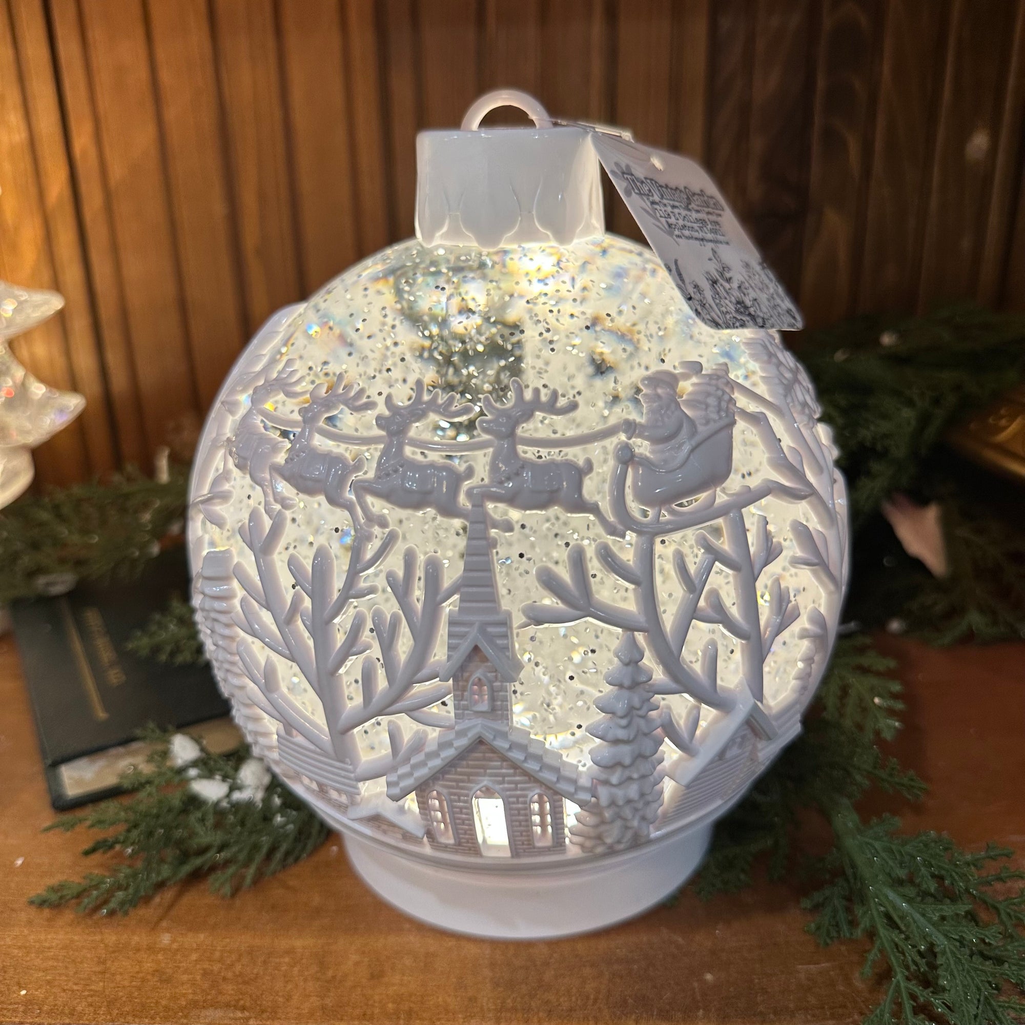 Winter Scene Spinning Snow Globe | Battery Operated