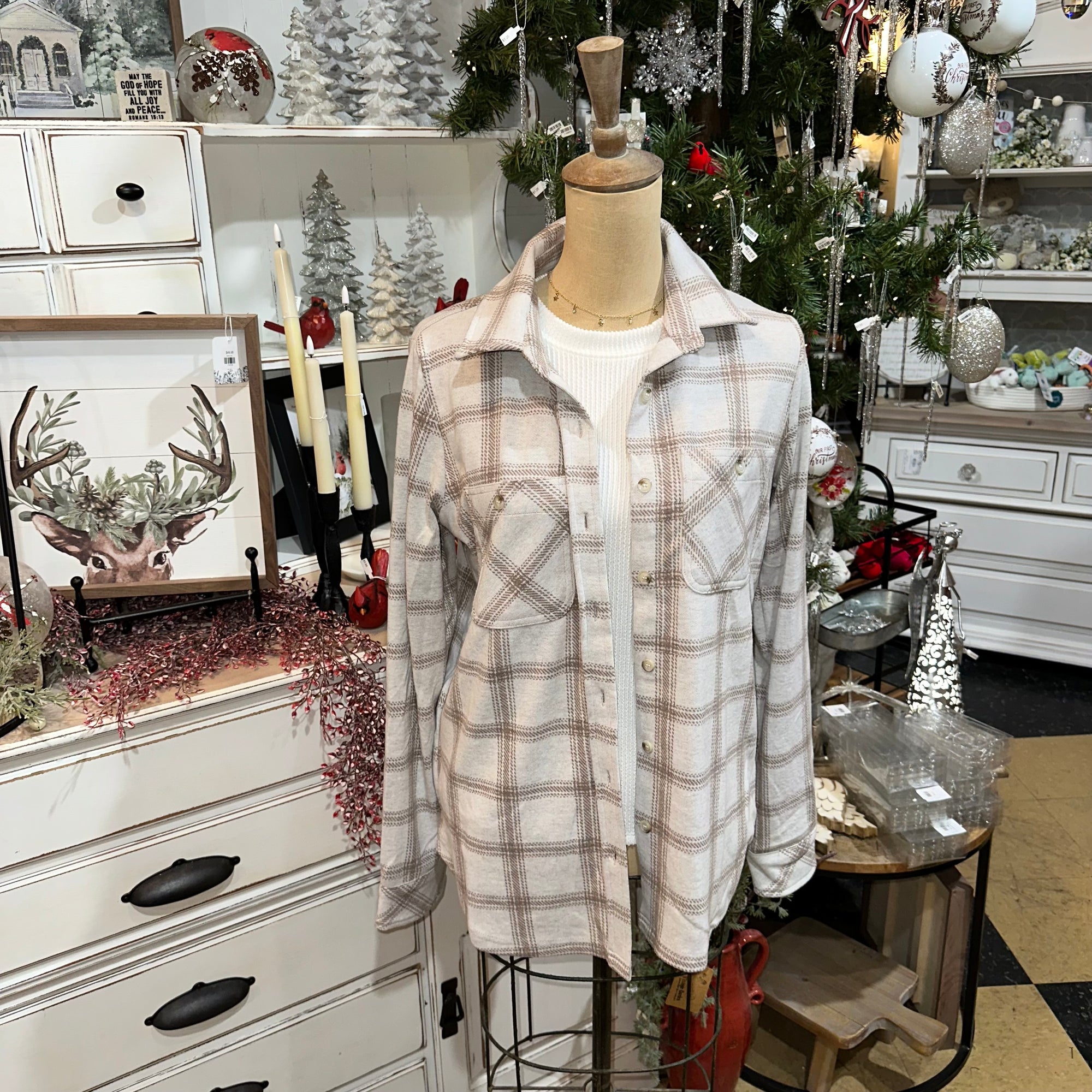 Plaid Button Up | Light Tan