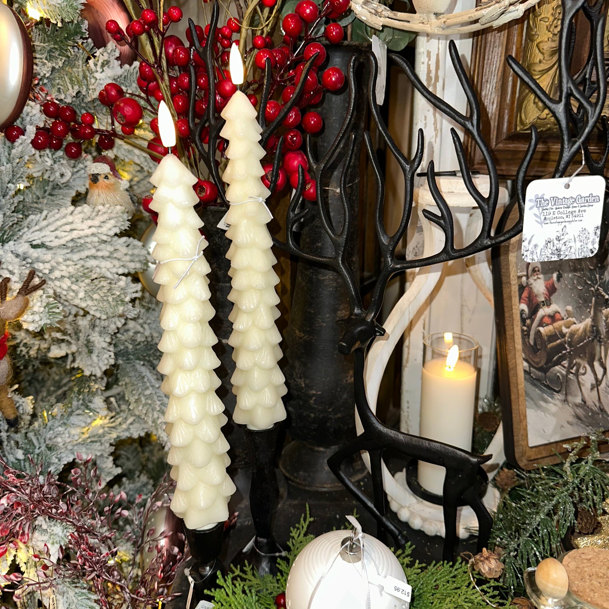 Tree Taper Candle | Cream | Battery Operated