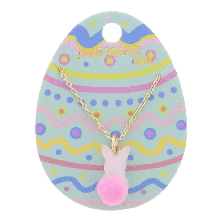 White Pearlescent Bunny with Pom Tail | 14" | Child's