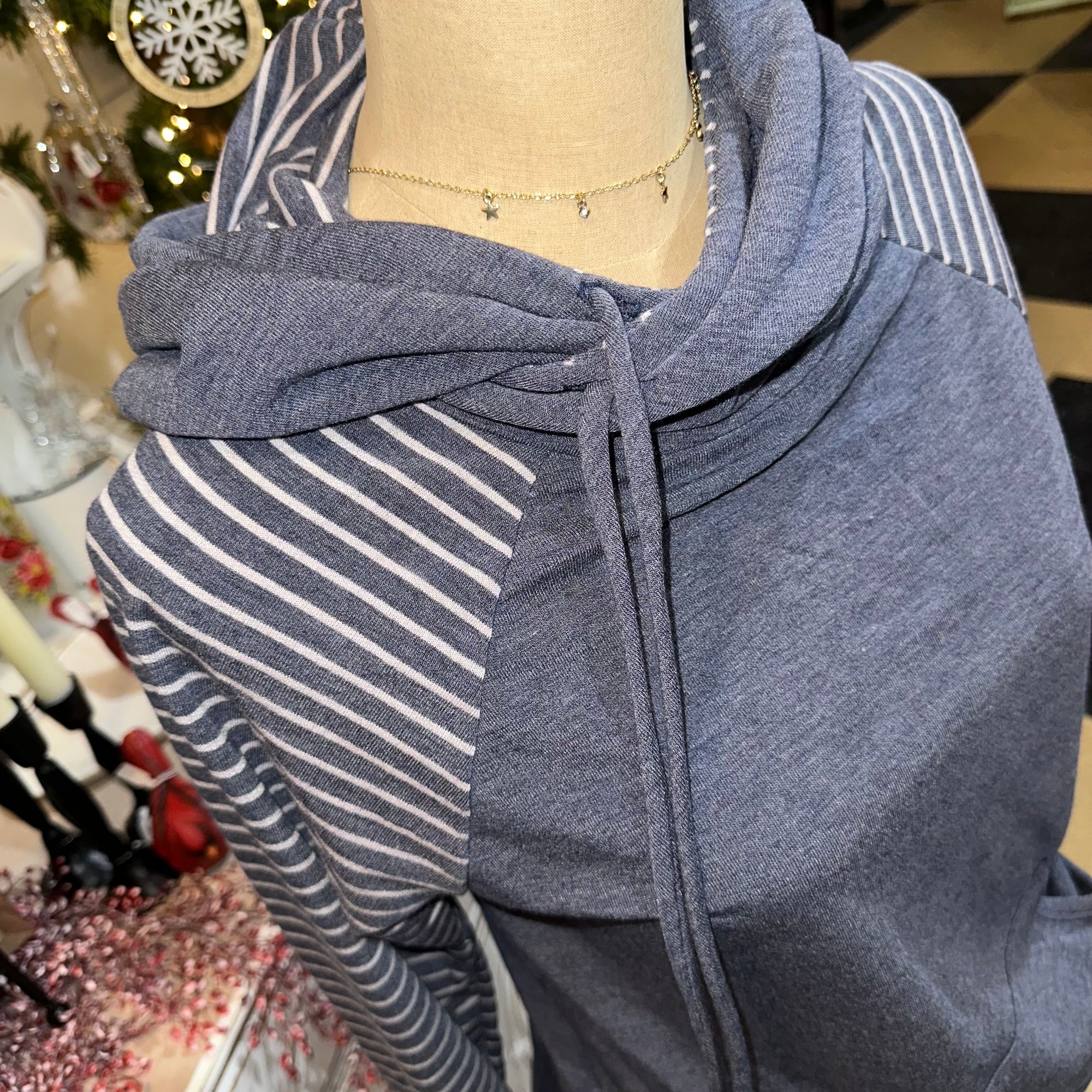 Striped Drawstring Hoodie | Mulberry, Navy, Olive