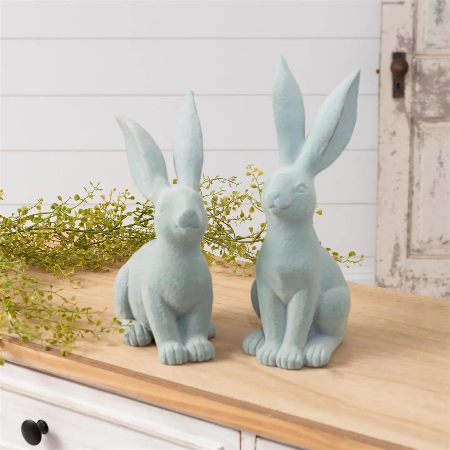 Flocked Garden Bunny | Aqua