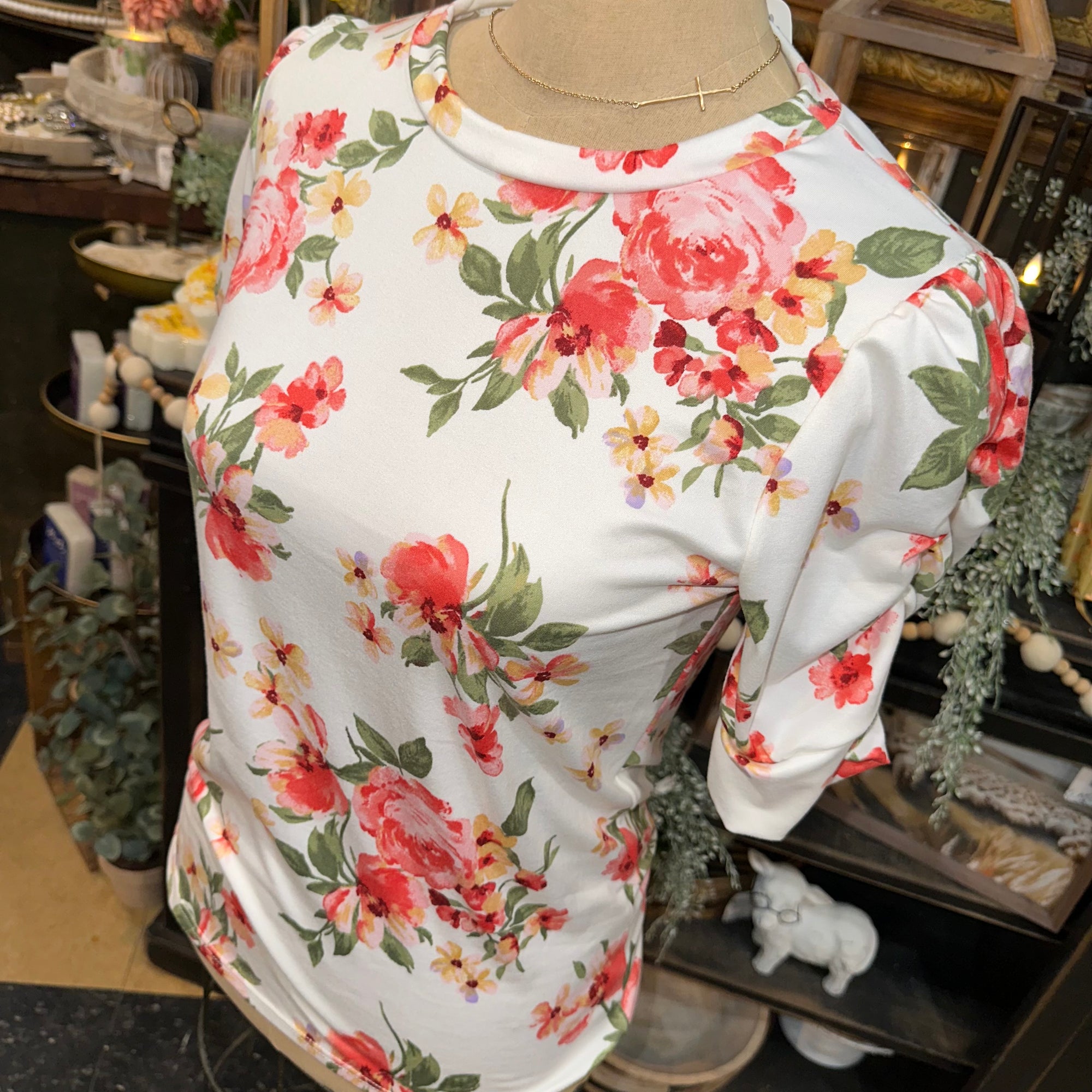 Floral Puff Sleeve Top