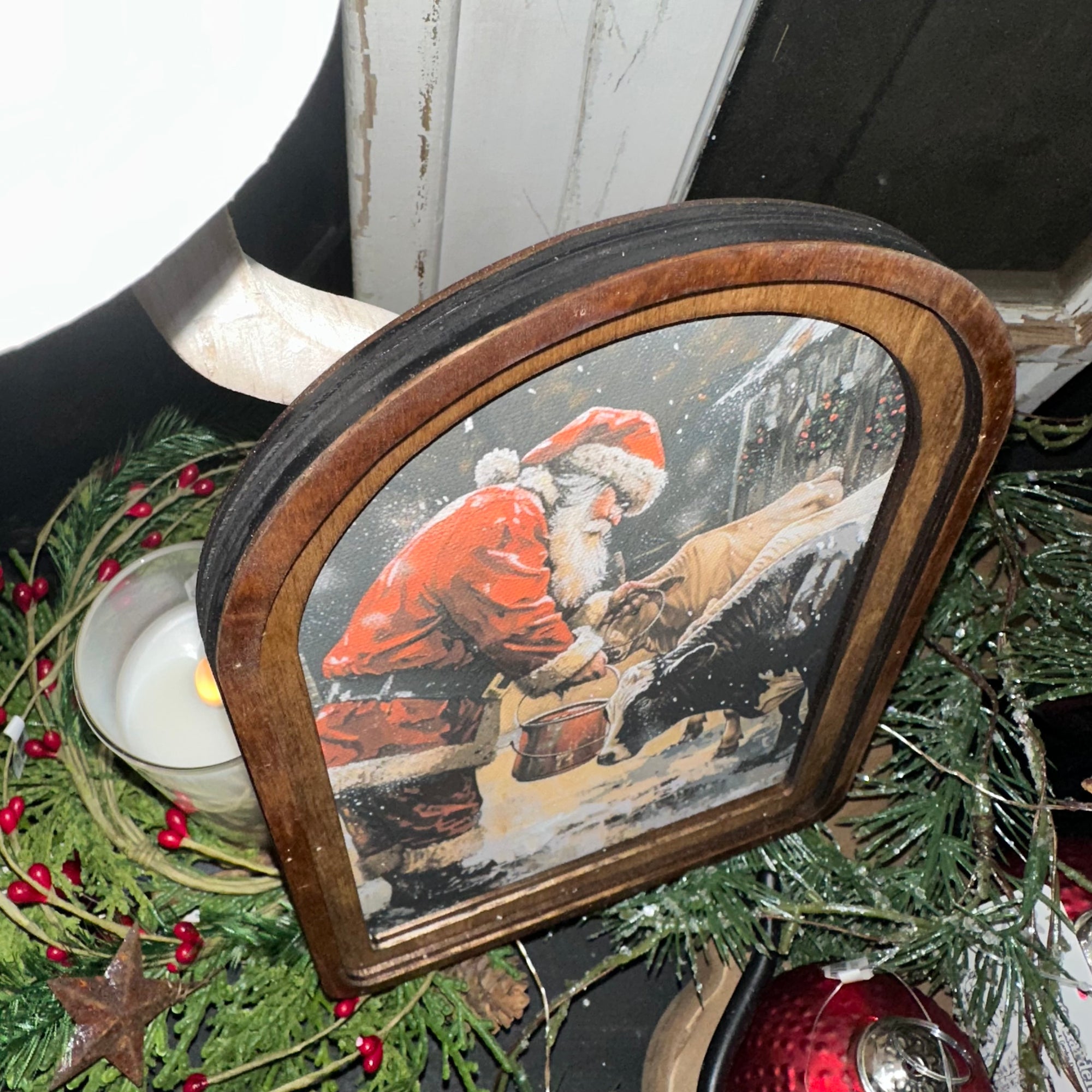 Santa with Cows | Arched Art