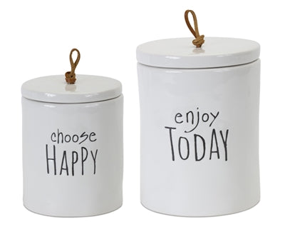 Inspirational Stoneware Canister with Lid