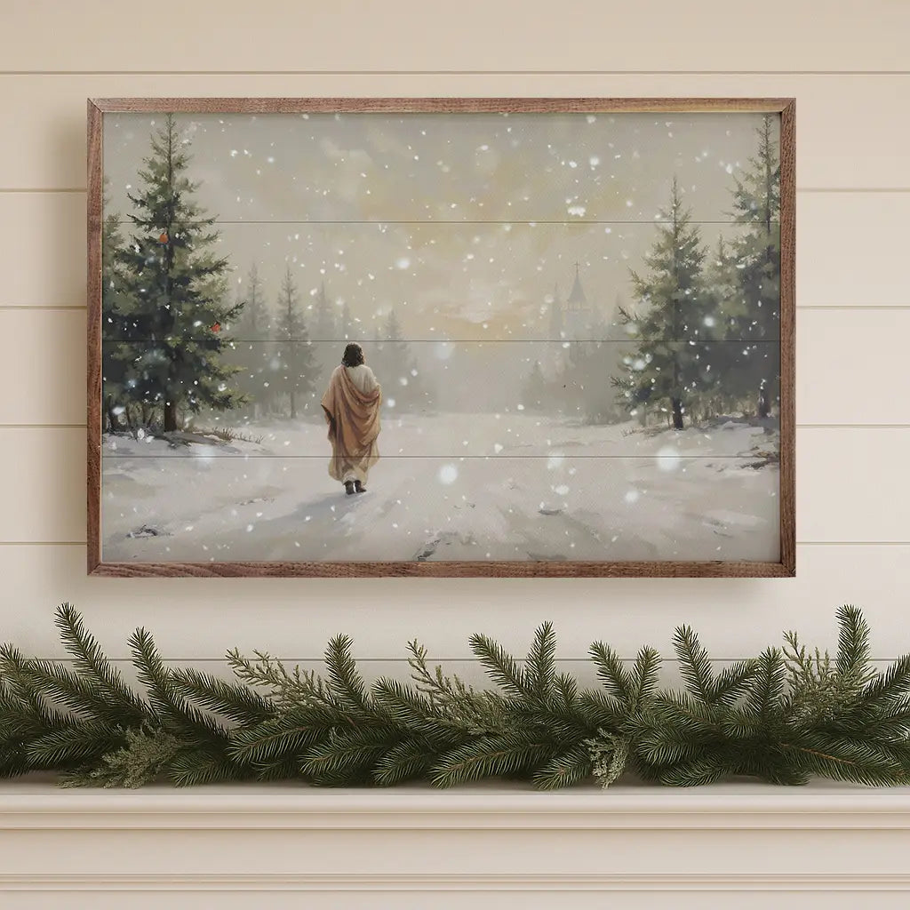 Jesus Walking in Snow | Wall Art