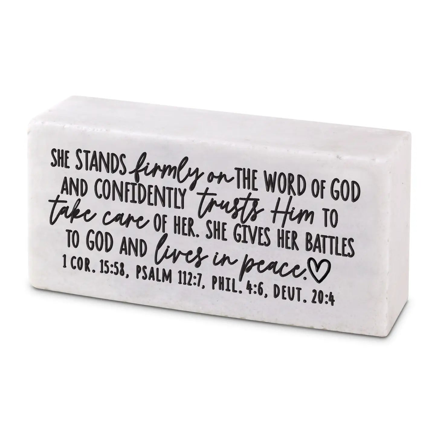 She Stands Firmly on the Word of God | Scripture Stone Block