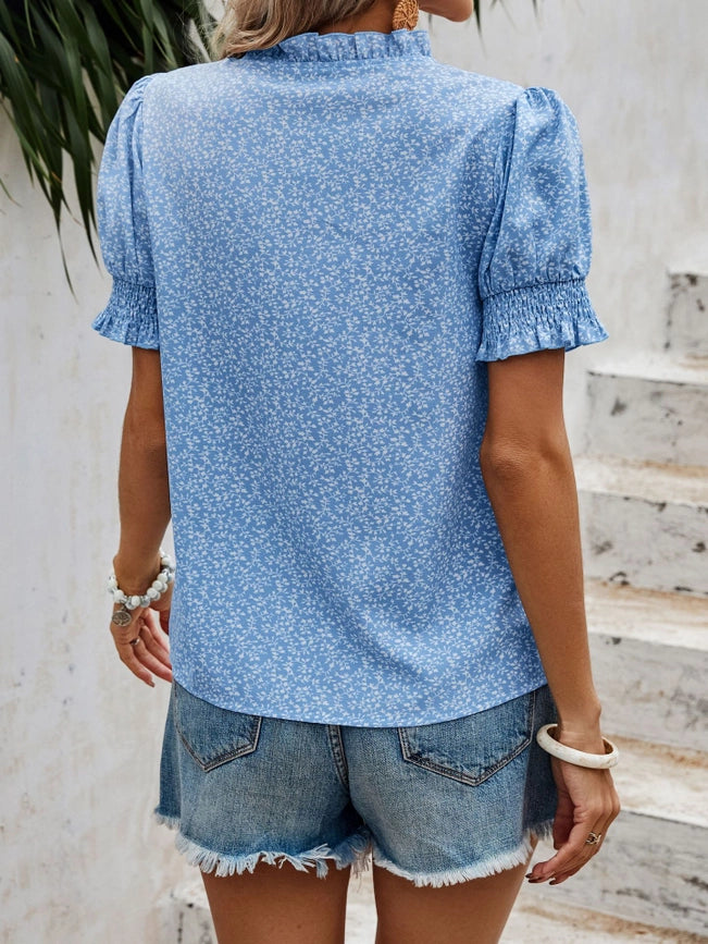 Embroidered Floral Smocked Blouse