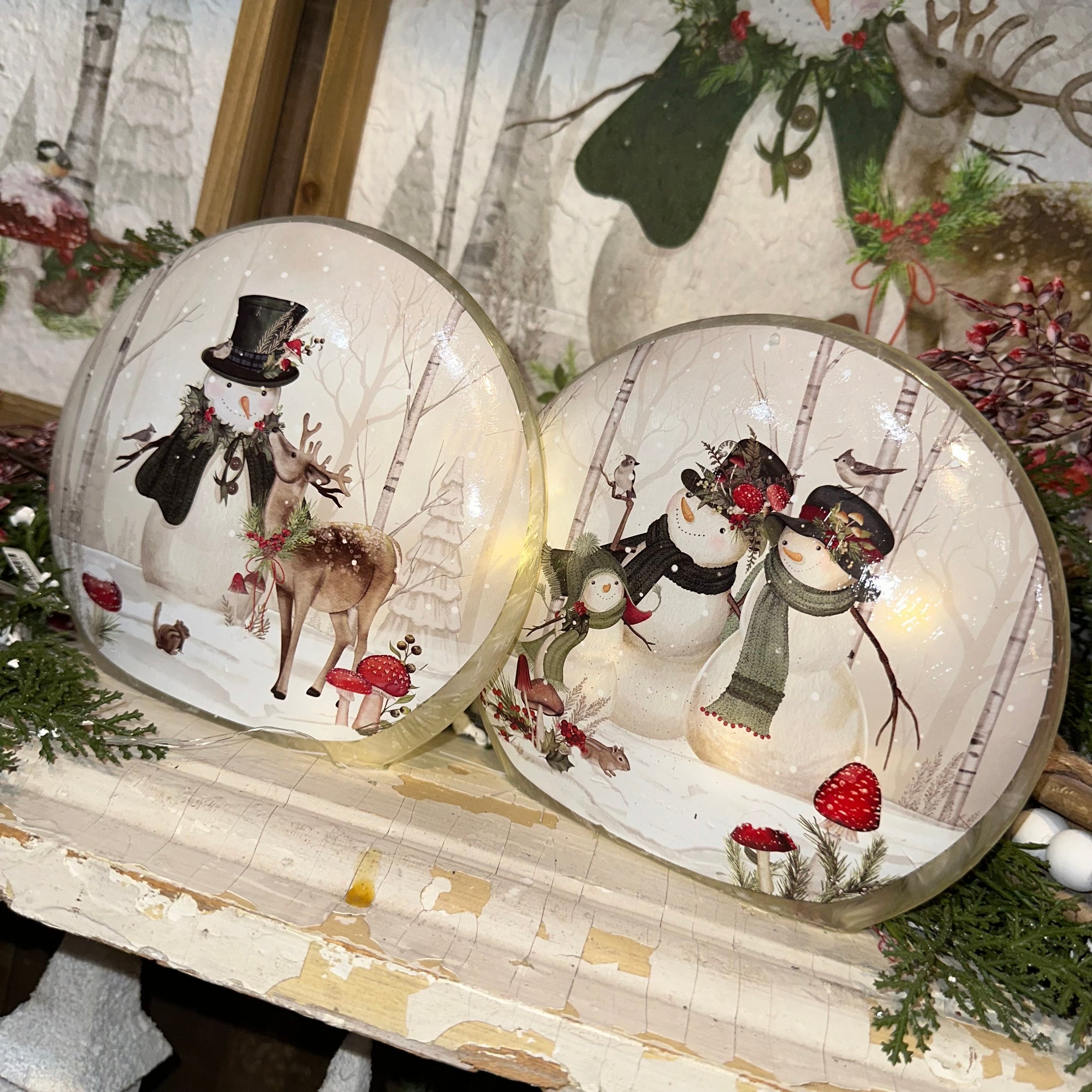 Frosted Snowman Luminary | Battery Operated