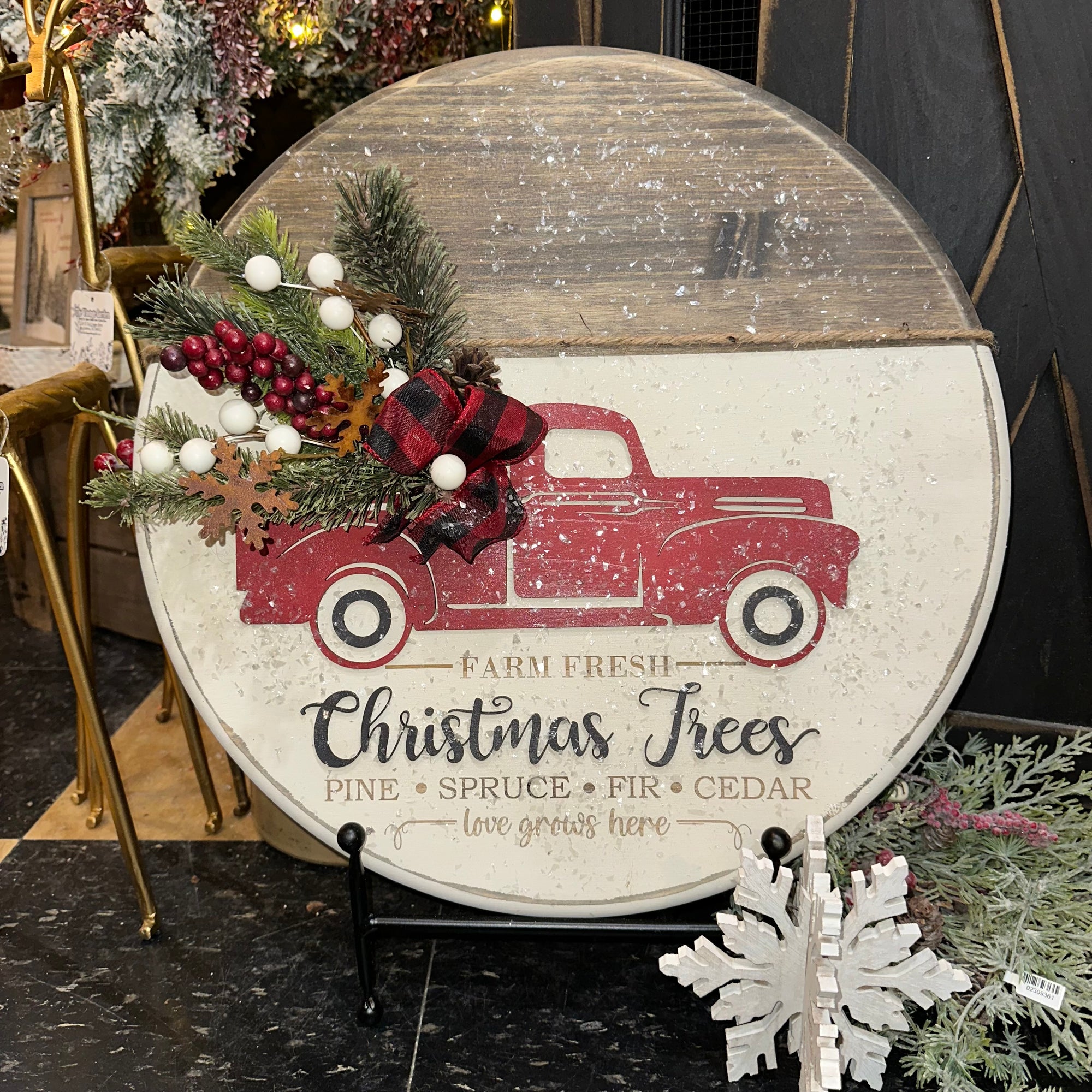 Red Truck | Fresh Cut Christmas Trees | 18" Handmade Sign