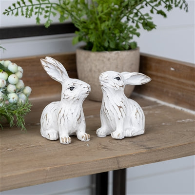 Carved Whitewashed Bunny