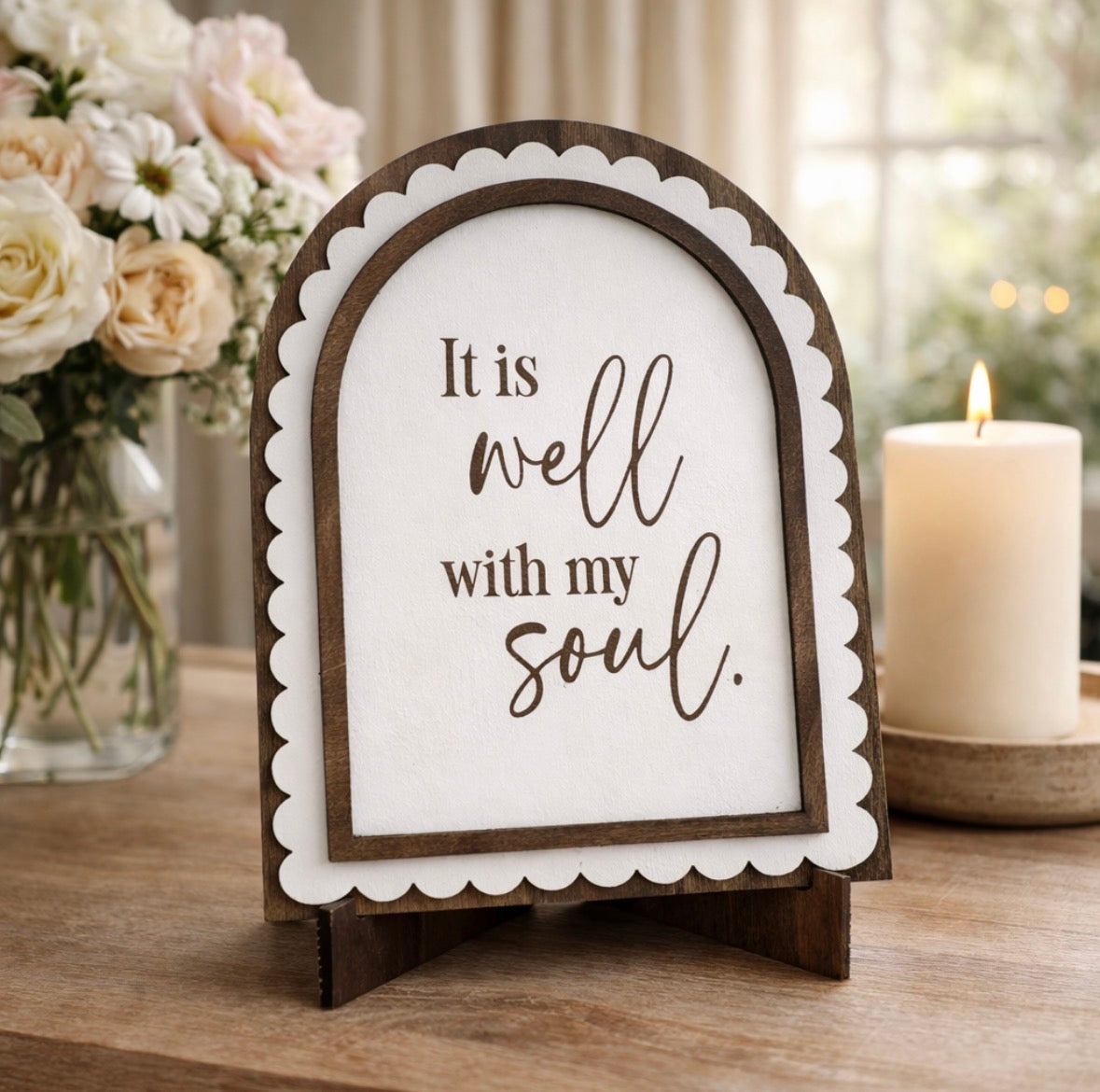 It is Well with My Soul | Handmade Arched Art with Easel