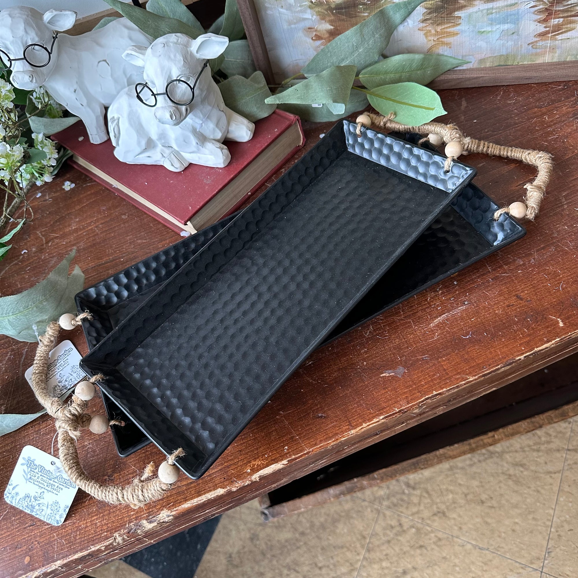 Black Metal Tray | Hammered Metal