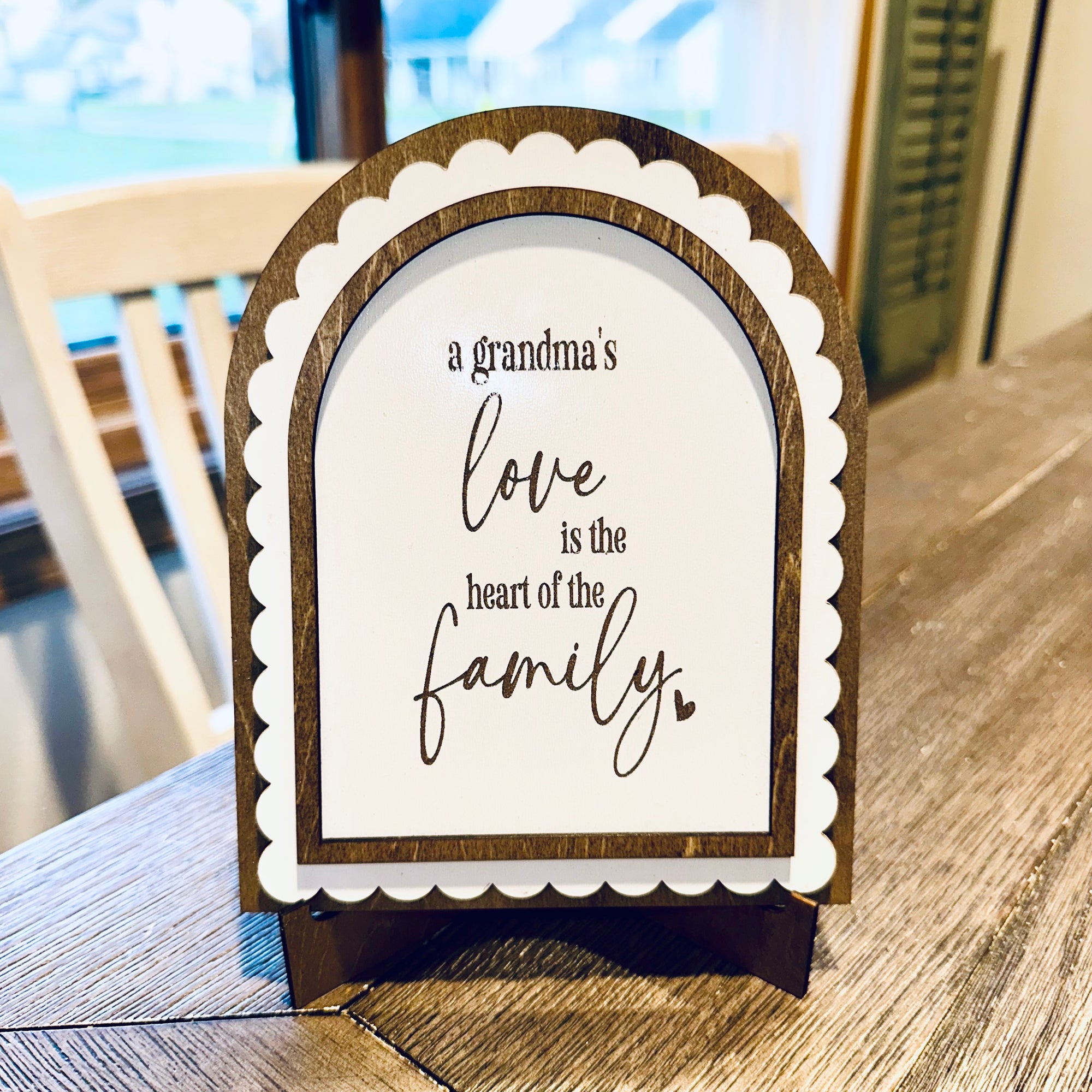 A Grandma’s Love is the Heart of the Family | Handmade Arched Art with Easel