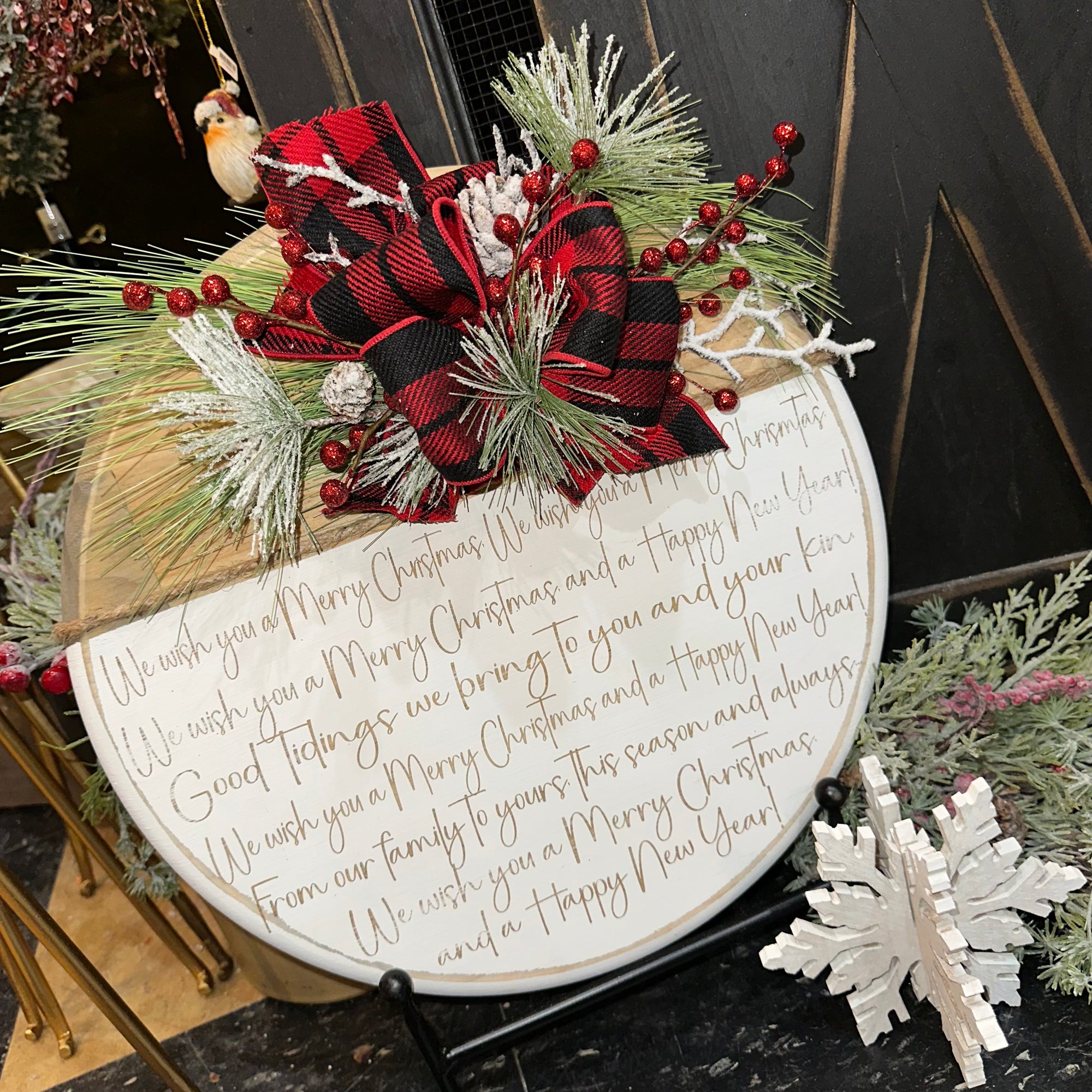 We Wish You A Merry Christmas | Red Plaid | Custom Sign
