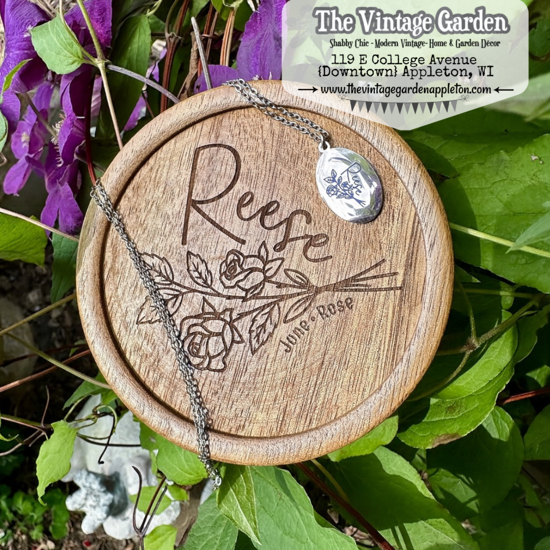 Birthflower Jewelry Dish or Birthflower Necklace | Personalized