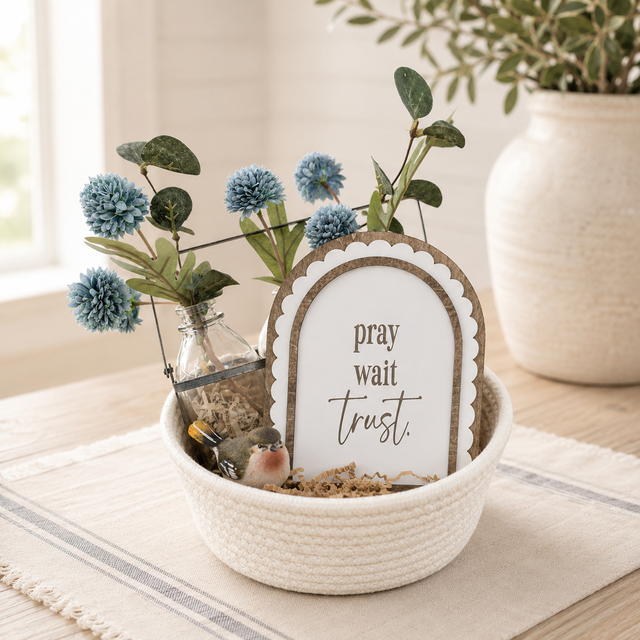 Pray Wait Trust Arch Sign | Christian Encouragement Gift