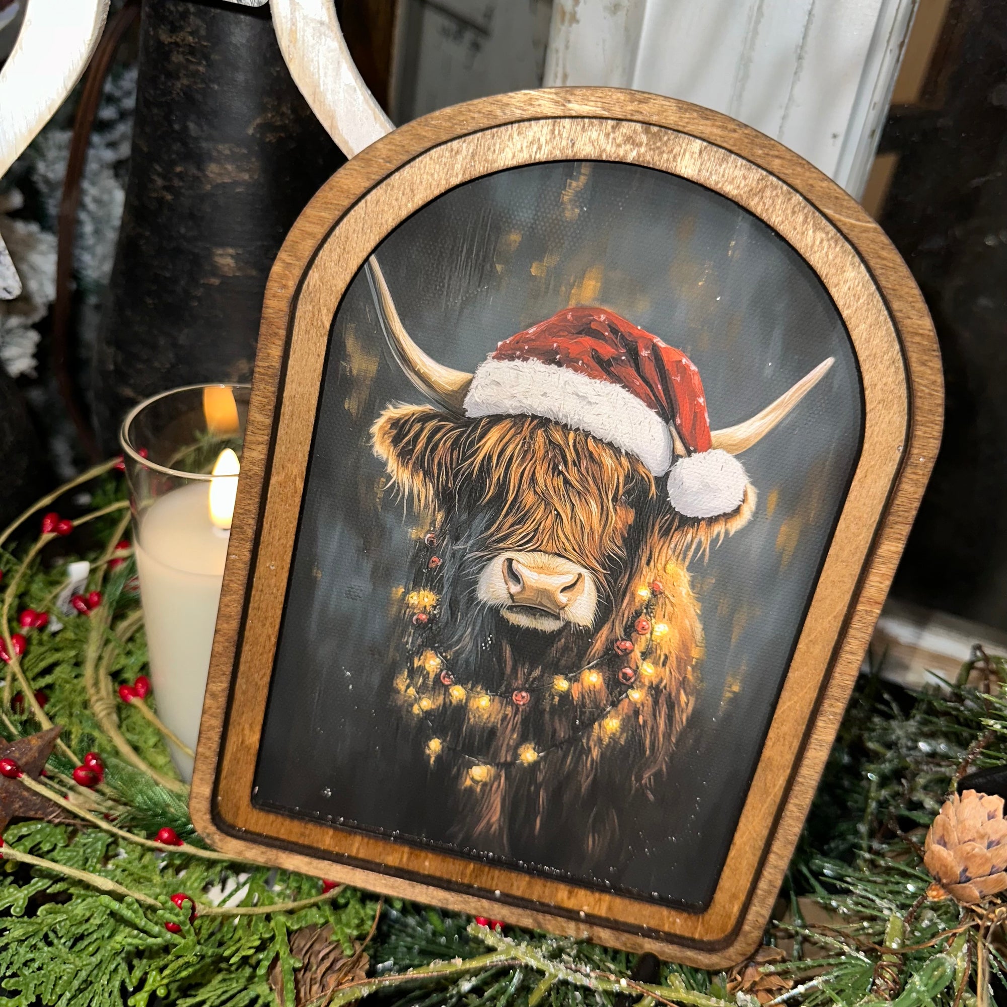 Christmas Highland Cow | Arched Art