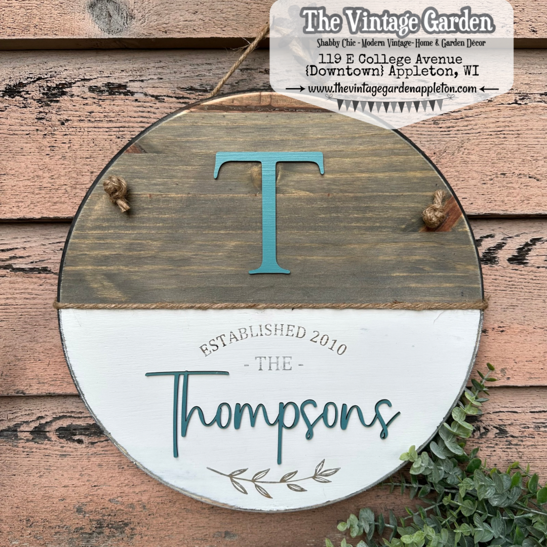 Monogrammed Family & Established Date Sign | Leaves Branch | Custom Sign