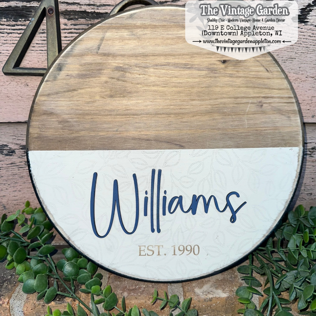 Monogrammed Family & Established Date Sign | Leaves | Custom Sign