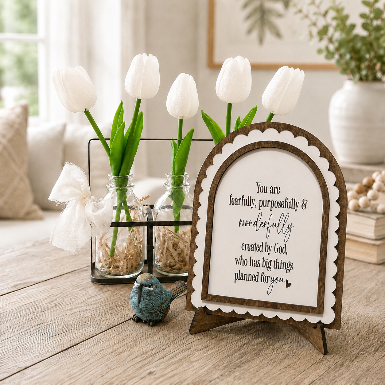 Fearfully & Wonderfully Made Sign | Christian Gift for Girls | Handmade Wood Arch