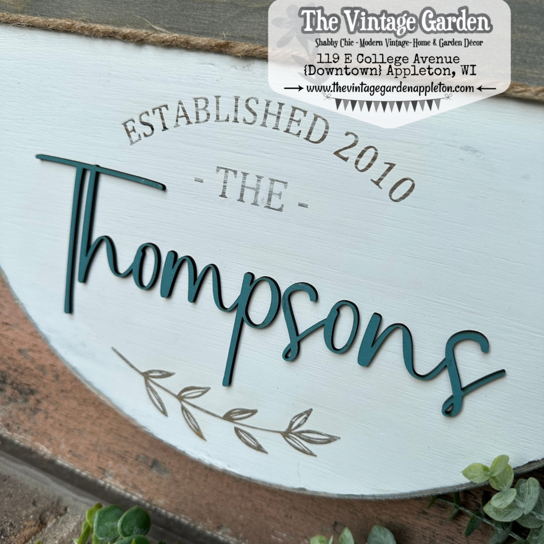 Monogrammed Family & Established Date Sign | Leaves Branch | Custom Sign