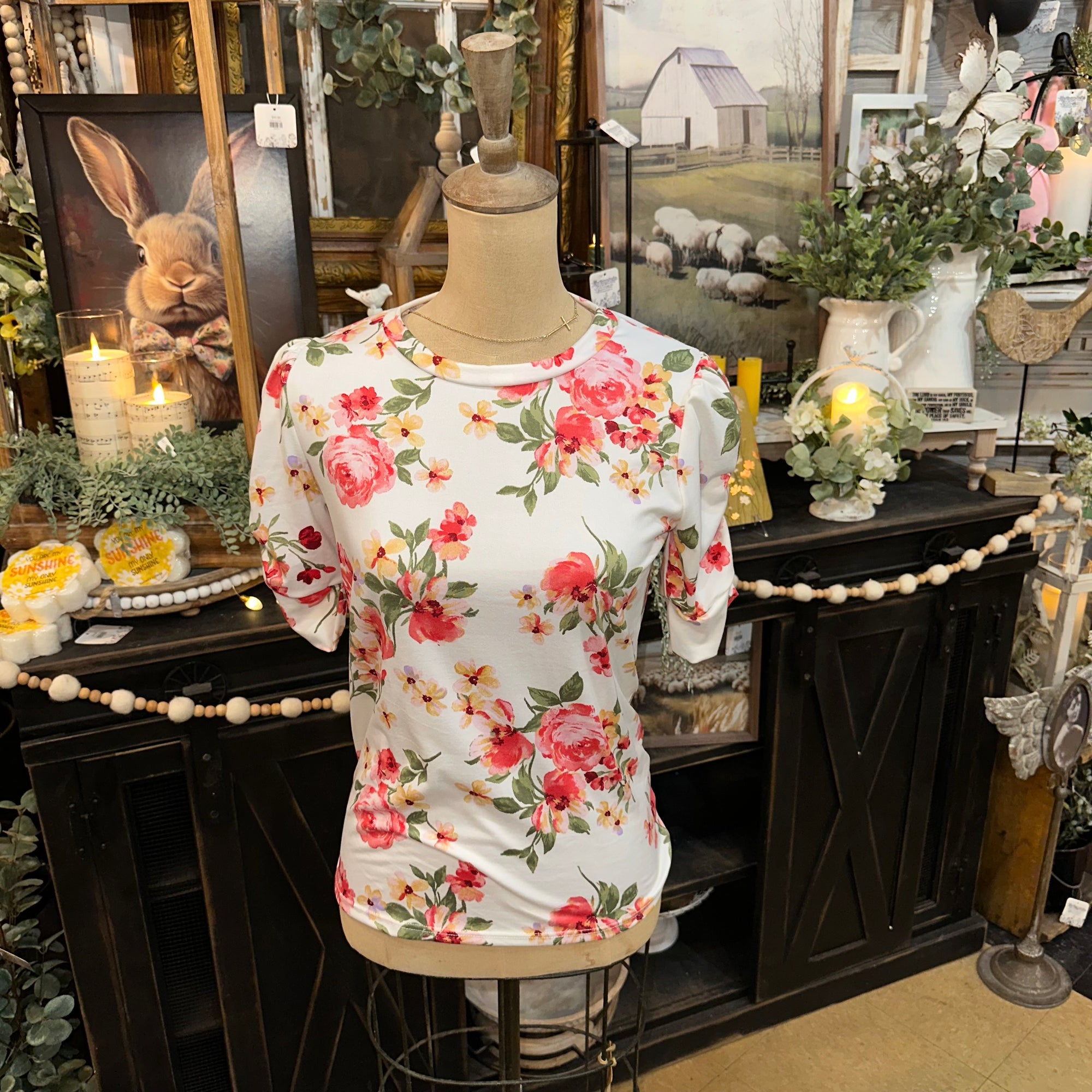 Floral Puff Sleeve Top