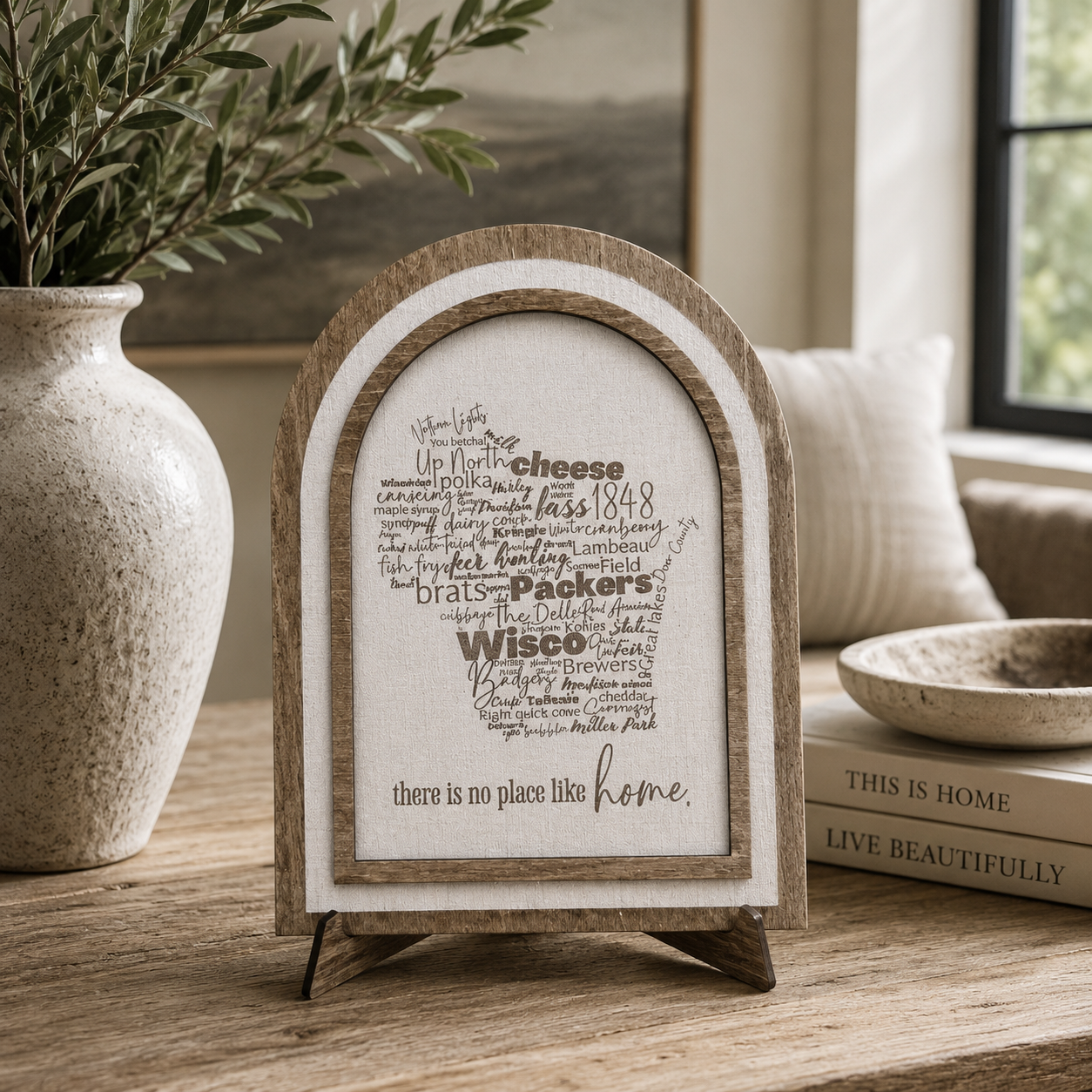 Wisconsin Word Art Arch Sign | There Is No Place Like Home