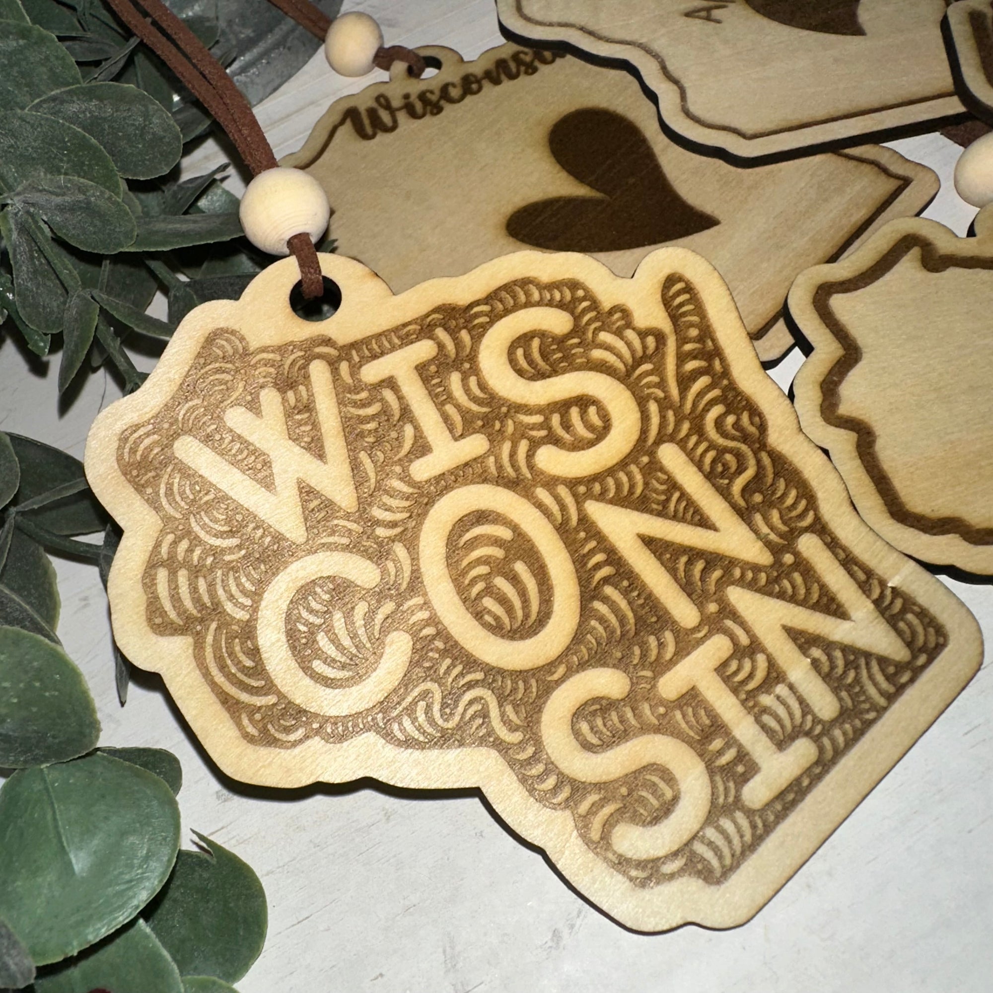Wisconsin Laser Etched Ornament | Wood