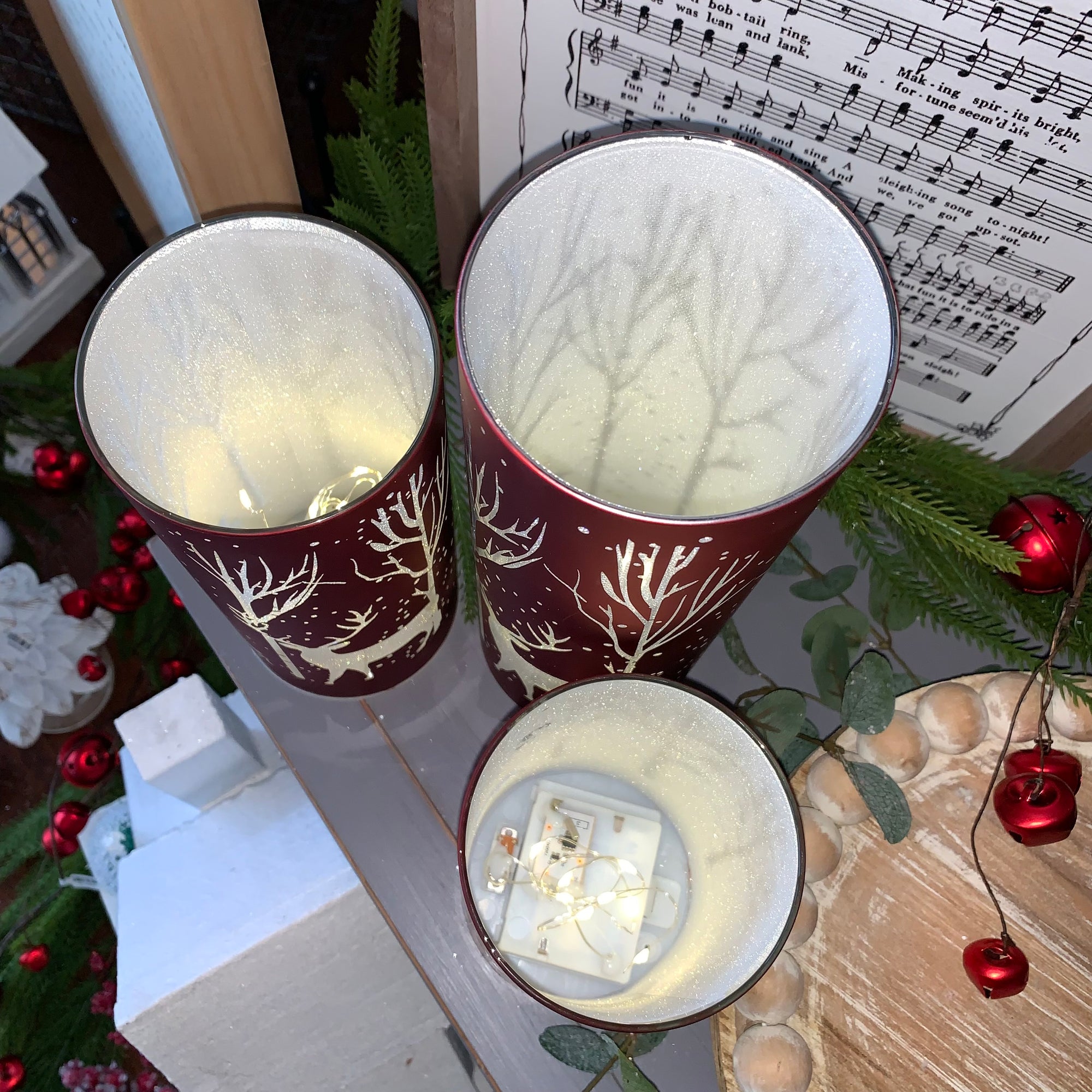 Winter Deer Lantern | Red | Battery Operated