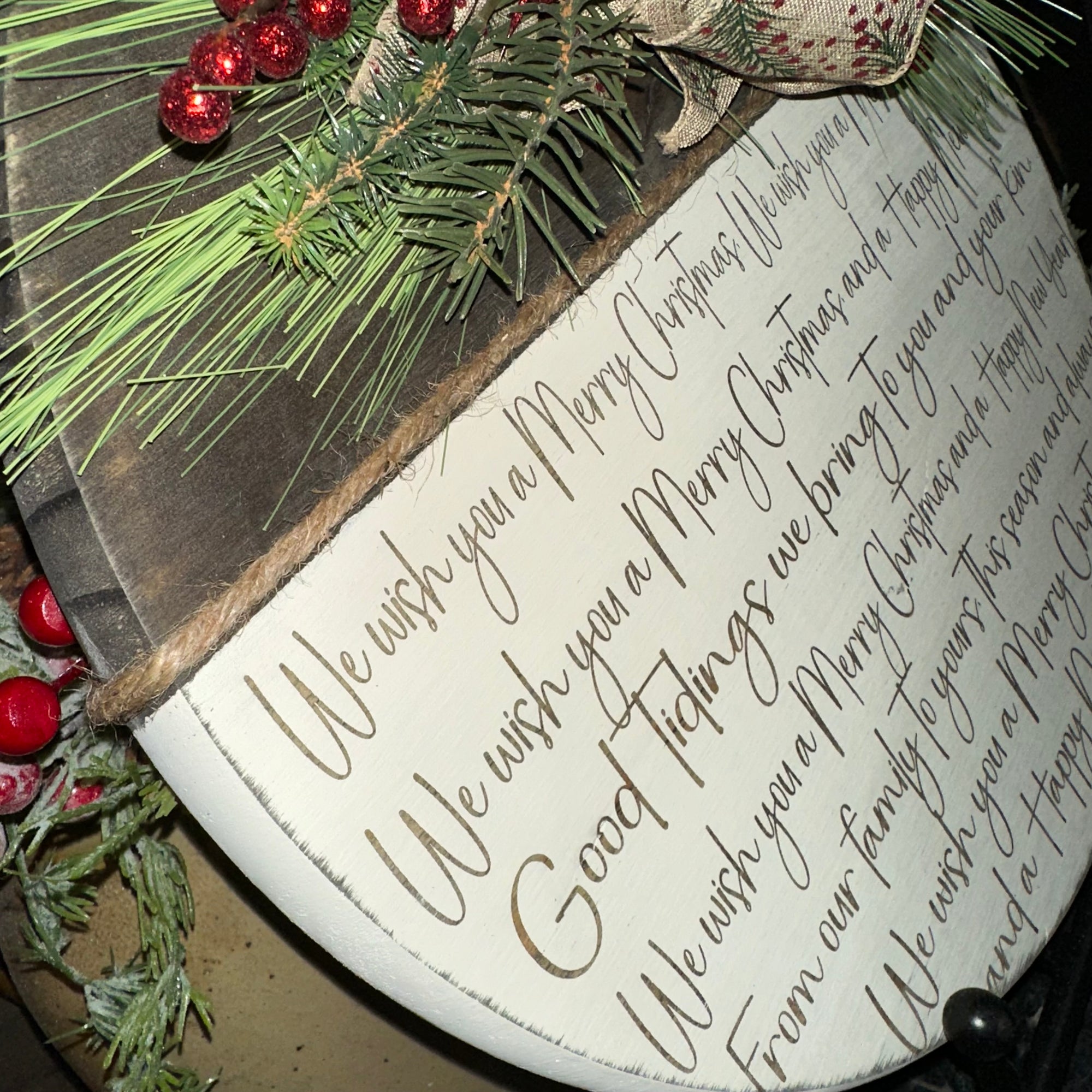 We Wish You A Merry Christmas | Pine & Berries | Custom Sign