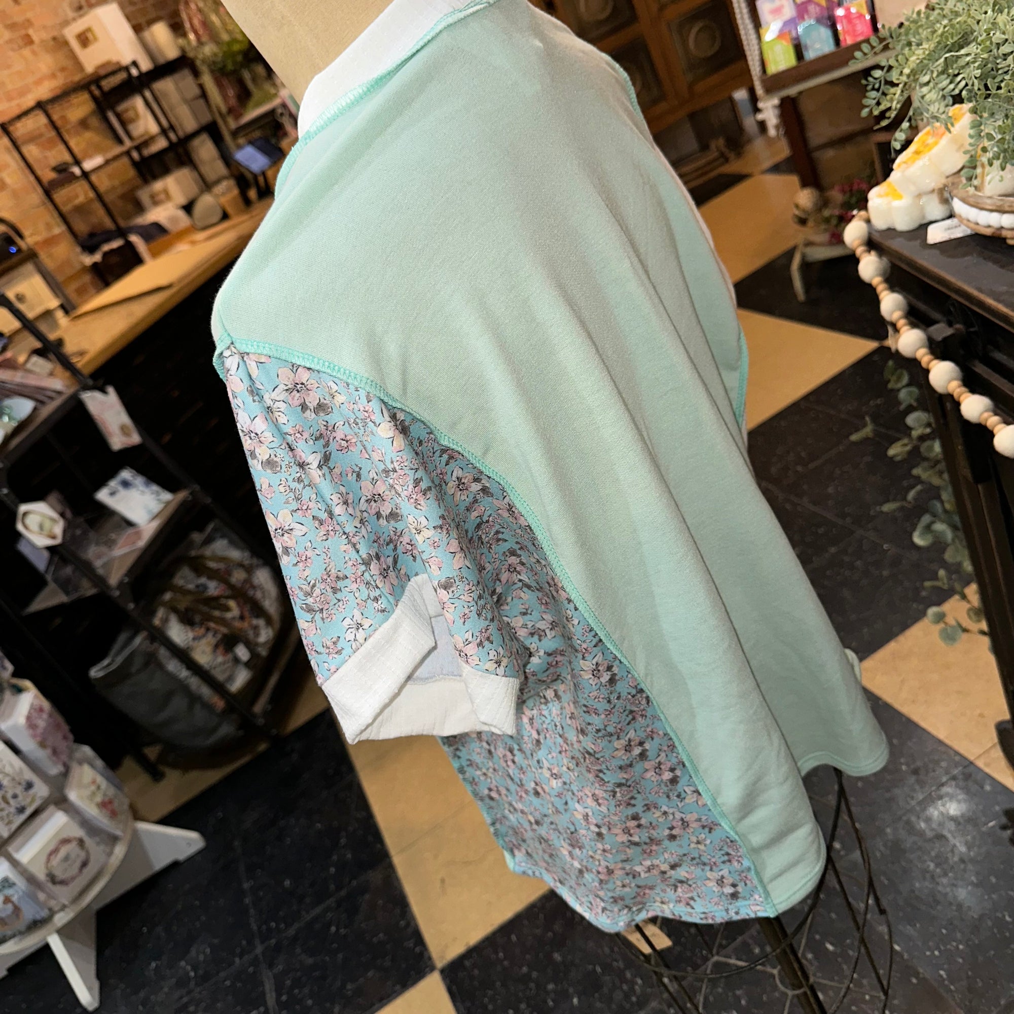 Floral & Mint Patchwork Top