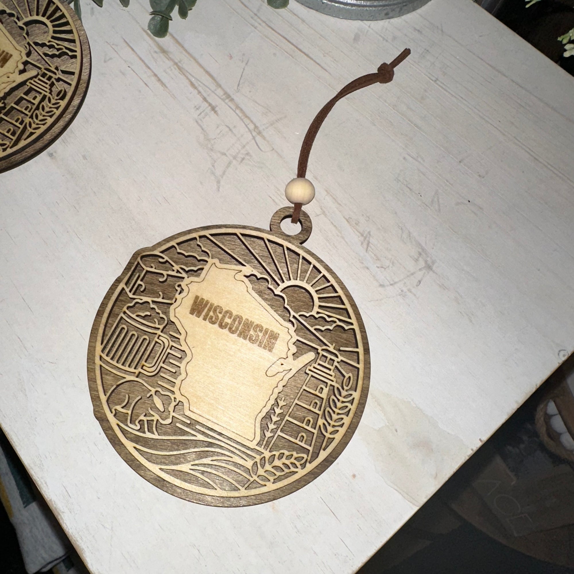 Wisconsin Laser Etched Ornament | Wood