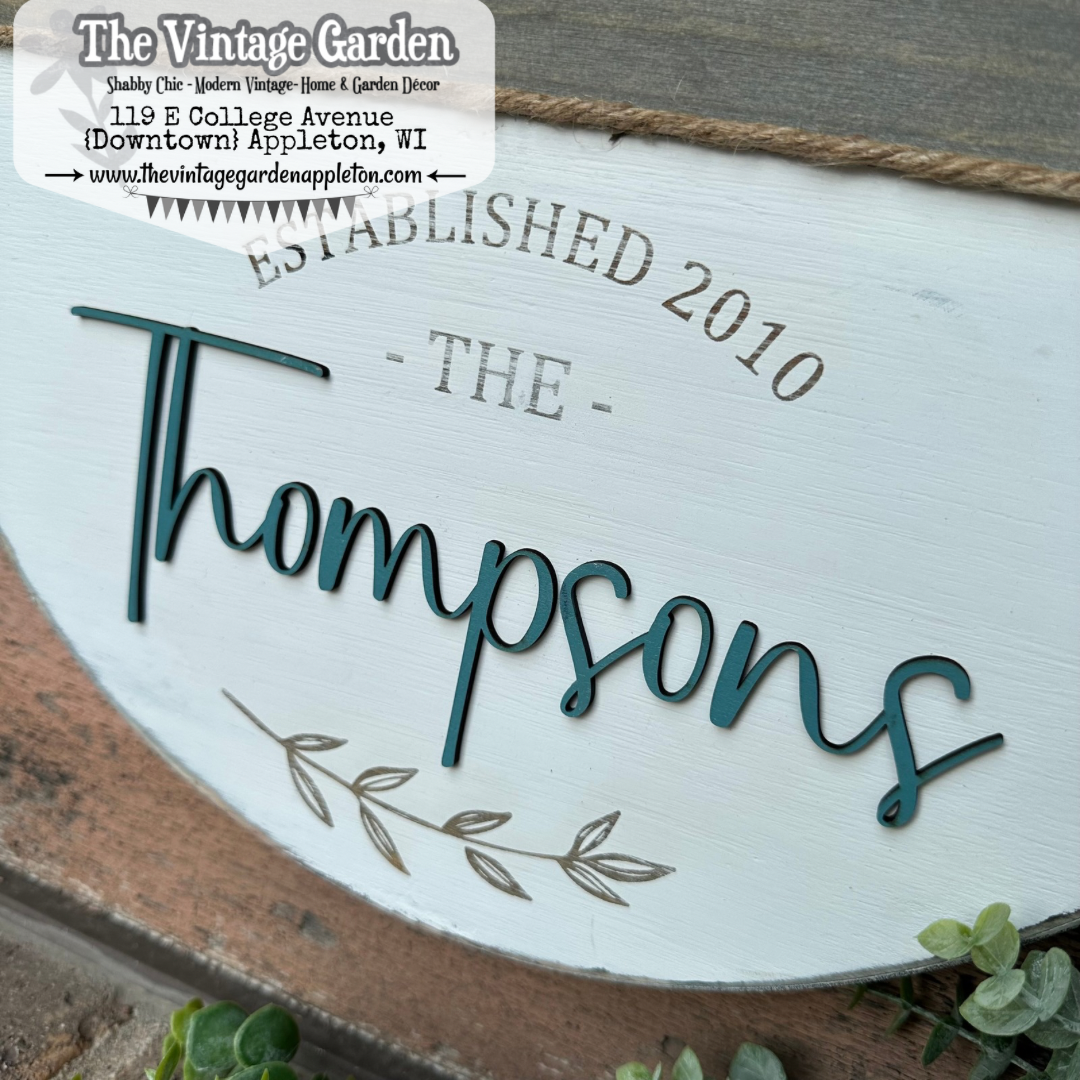 Monogrammed Family & Established Date Sign | Leaves Branch | Custom Sign