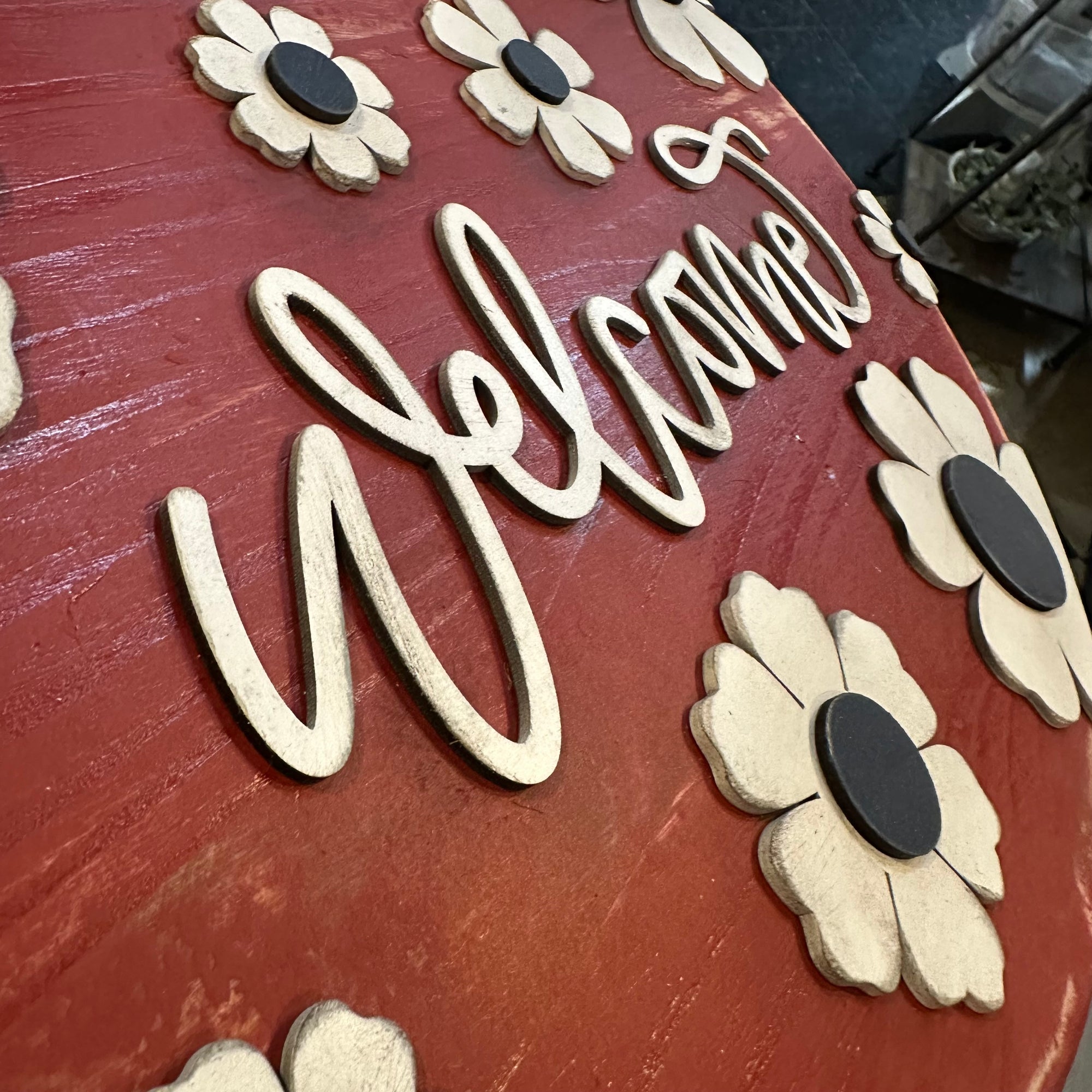 Welcome Red, White & Blue Daisies | 18" Handmade Sign