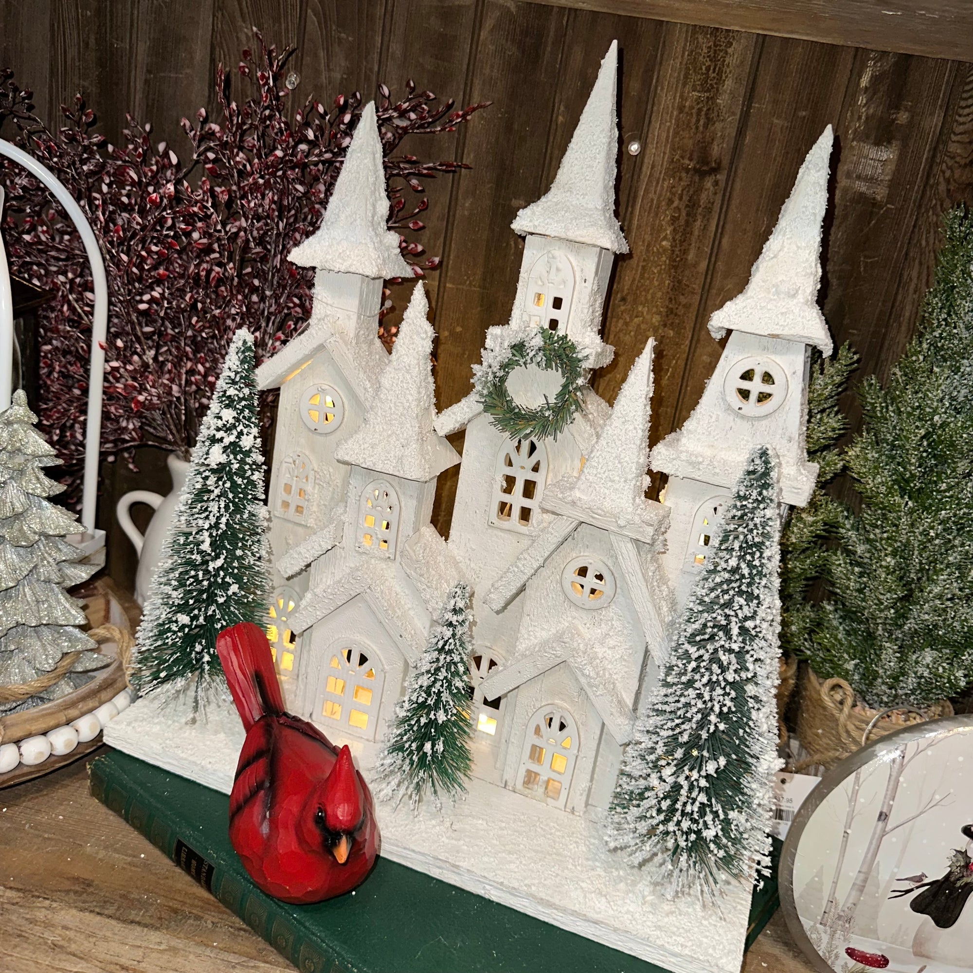 Lighted Wood Winter Village Scene