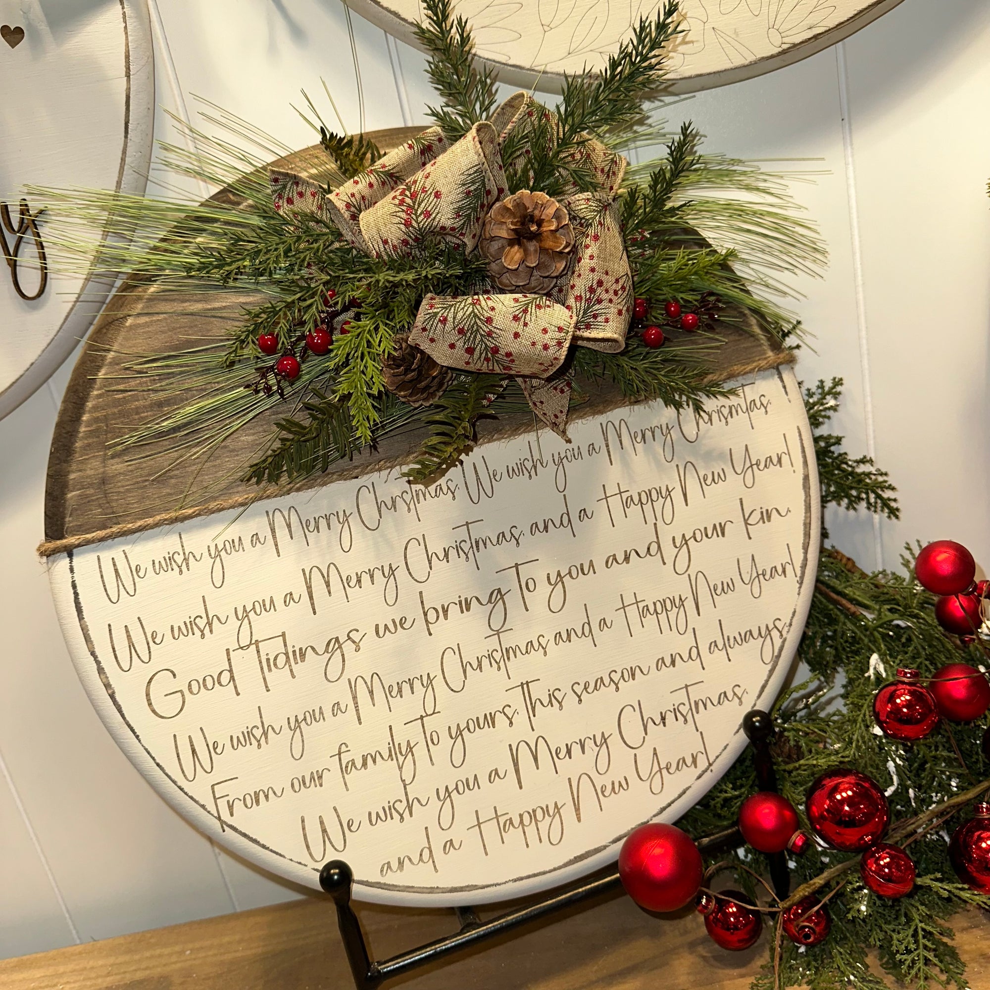 We Wish You A Merry Christmas | Pine & Berries | Custom Sign