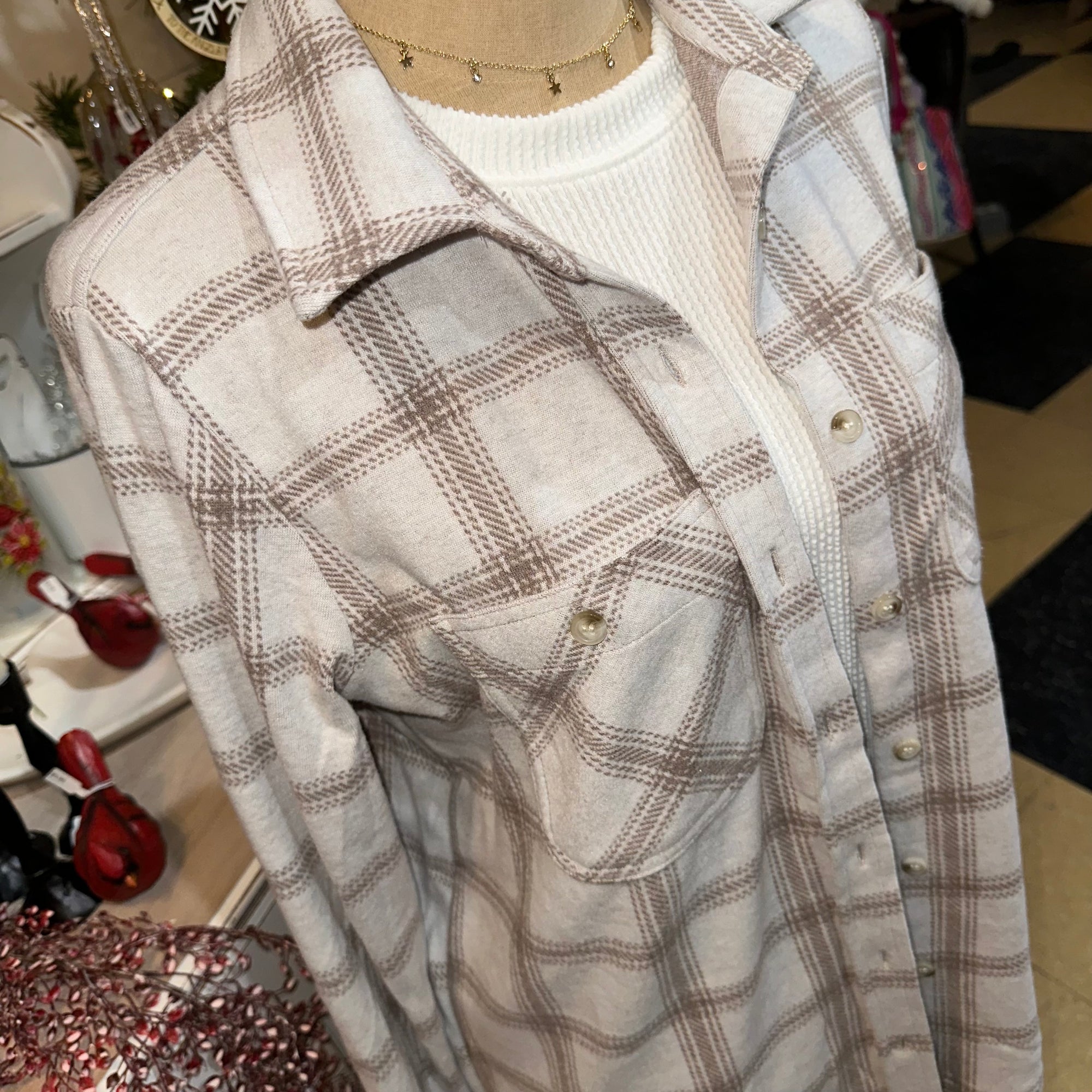 Plaid Button Up | Light Tan