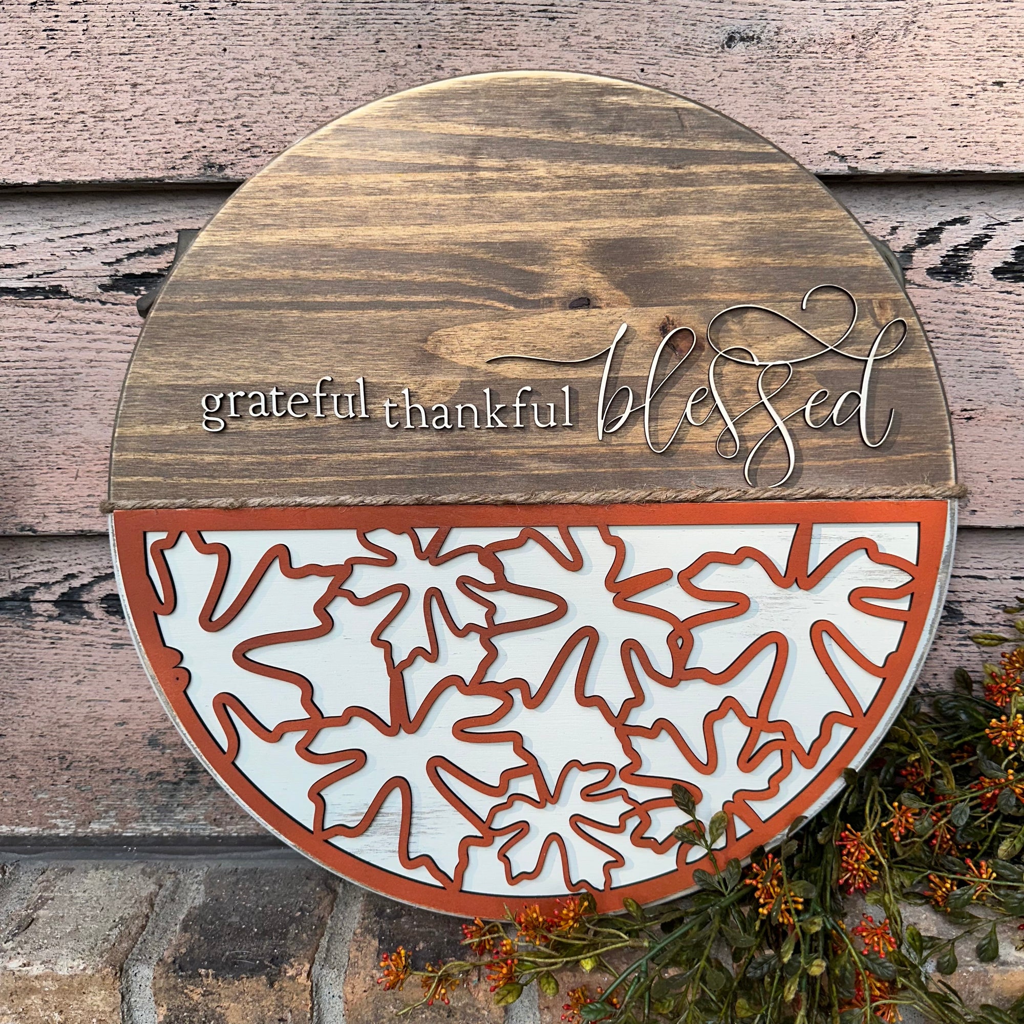 Grateful, Thankful, Blessed | 15" Handmade Sign