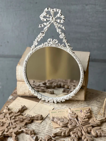 Bow Tied Mirror | Distressed White