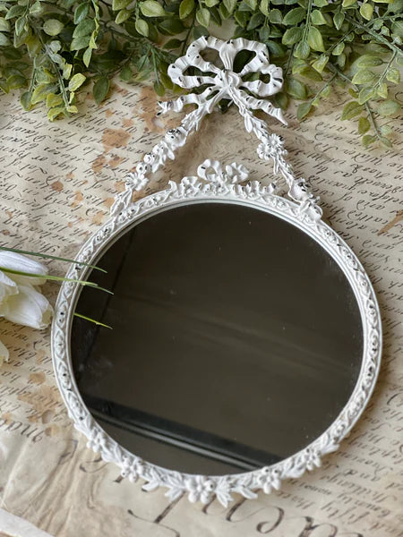 Bow Tied Mirror | Distressed White