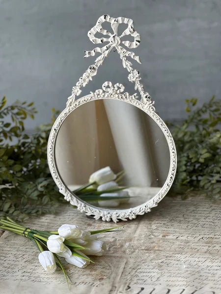 Bow Tied Mirror | Distressed White